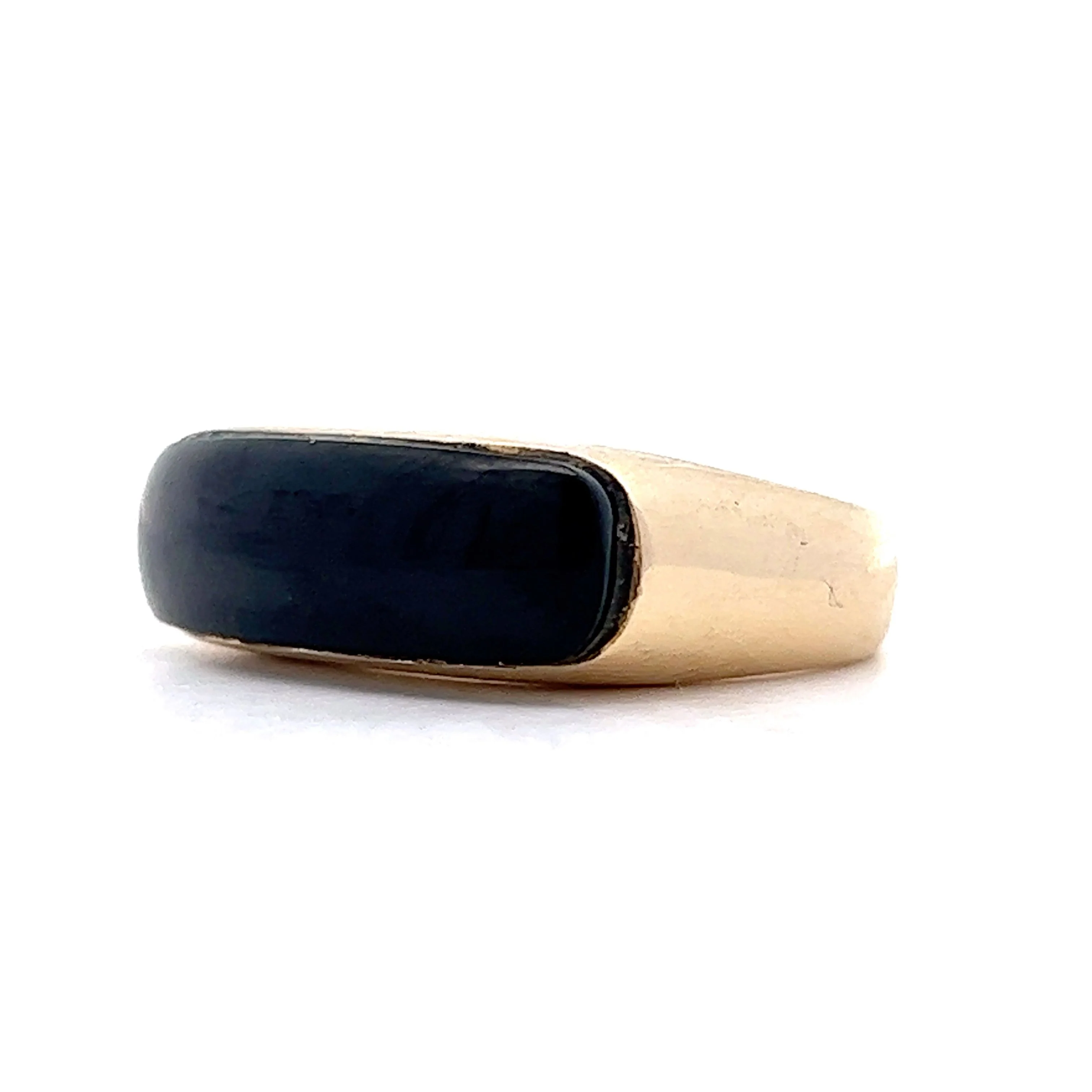 Vintage Jadeite Cabochon Ring in 14k Yellow Gold - Image 2