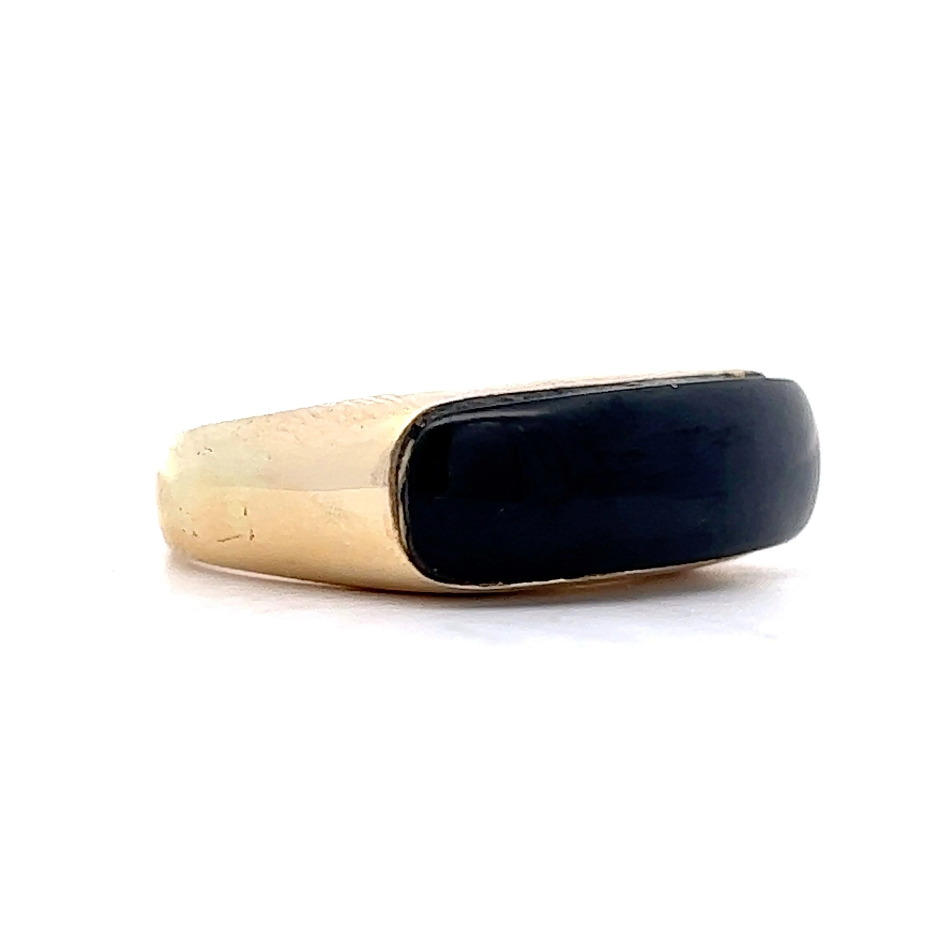 Vintage Jadeite Cabochon Ring in 14k Yellow Gold - Image 3