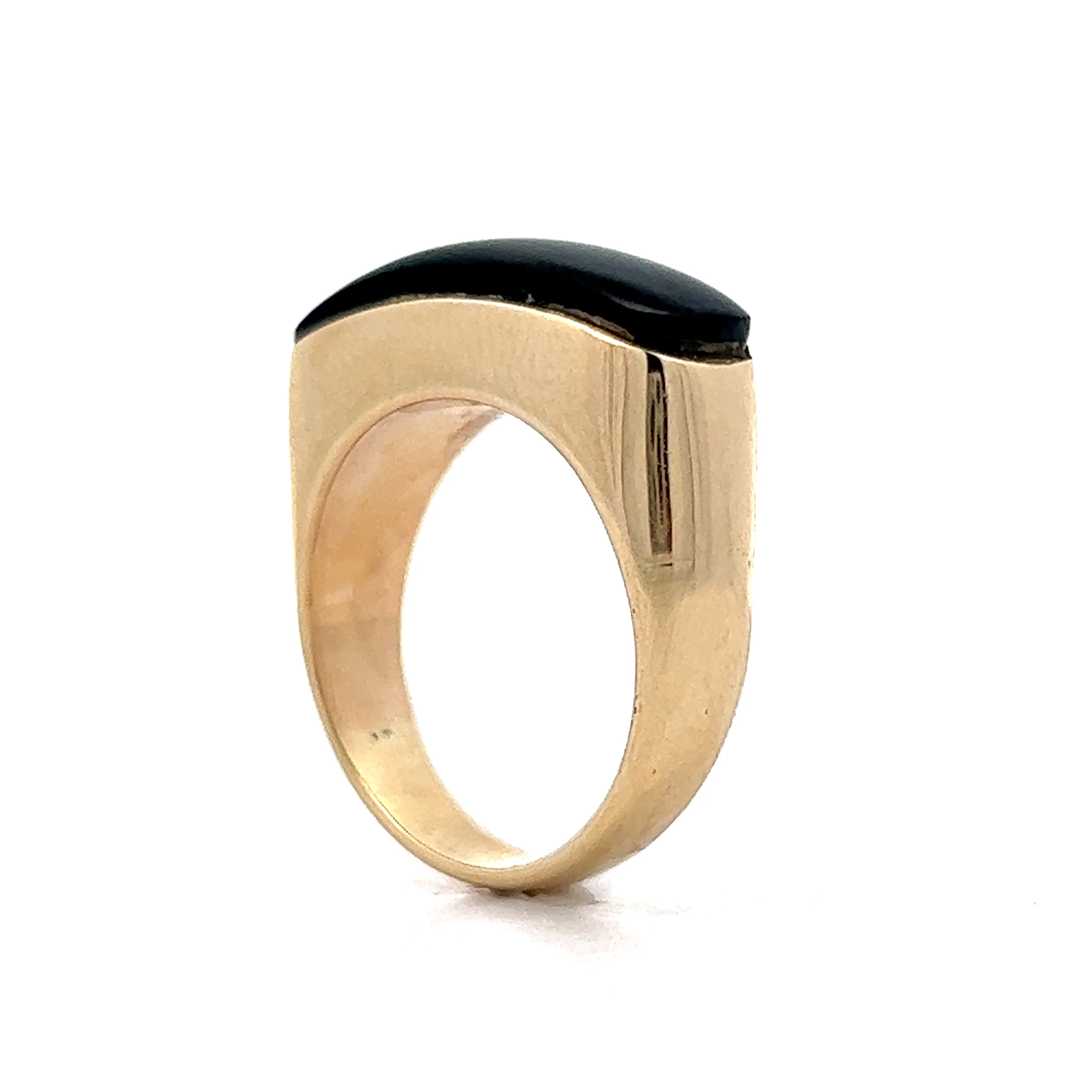 Vintage Jadeite Cabochon Ring in 14k Yellow Gold - Image 5