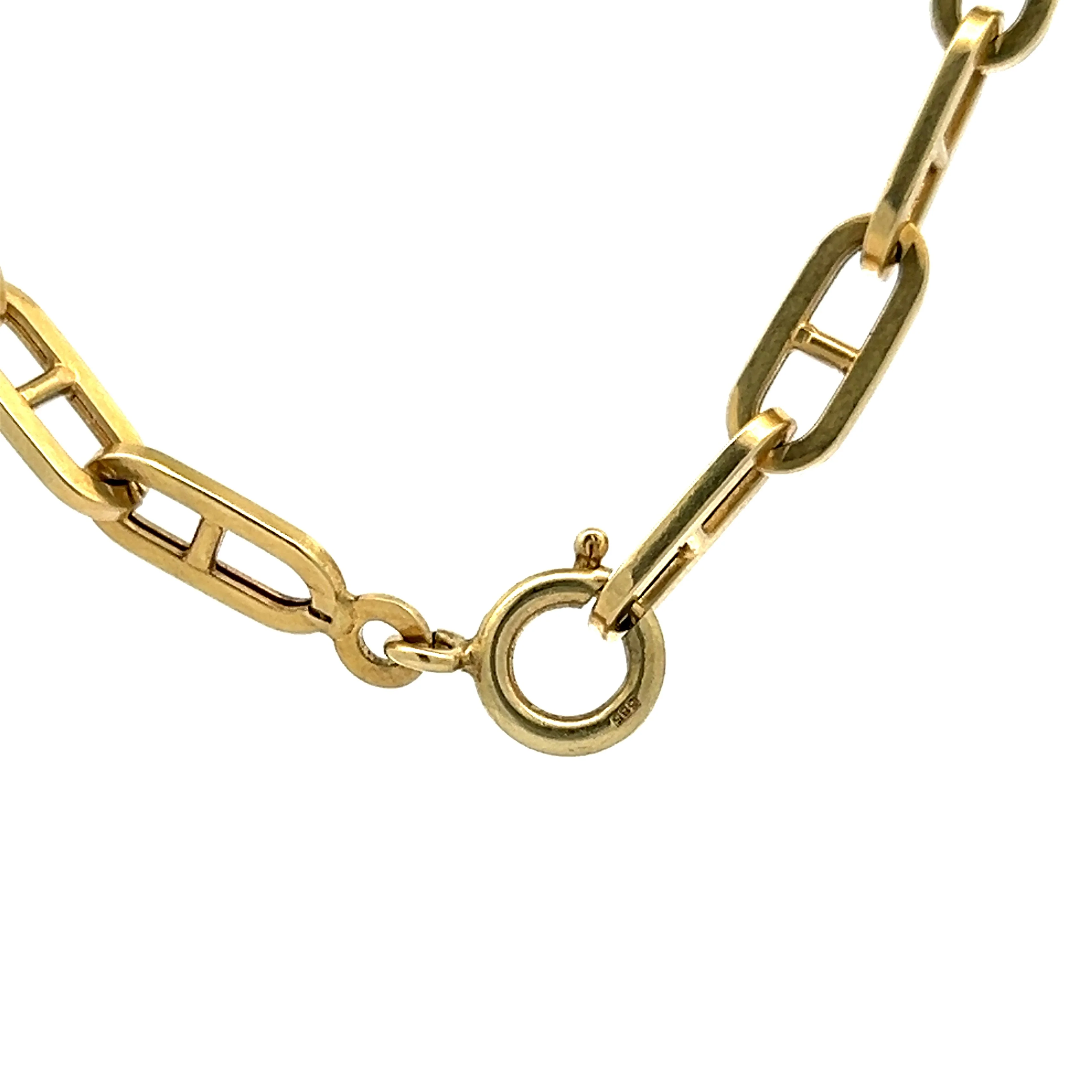 Vintage Mariner Link Chain Necklace in 14k Yellow Gold - Image 4