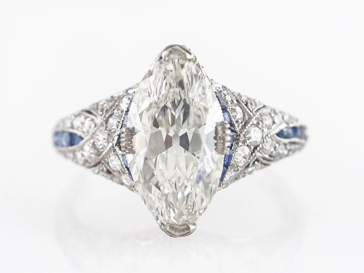 Vintage Marquise Diamond Engagement Ring in Platinum