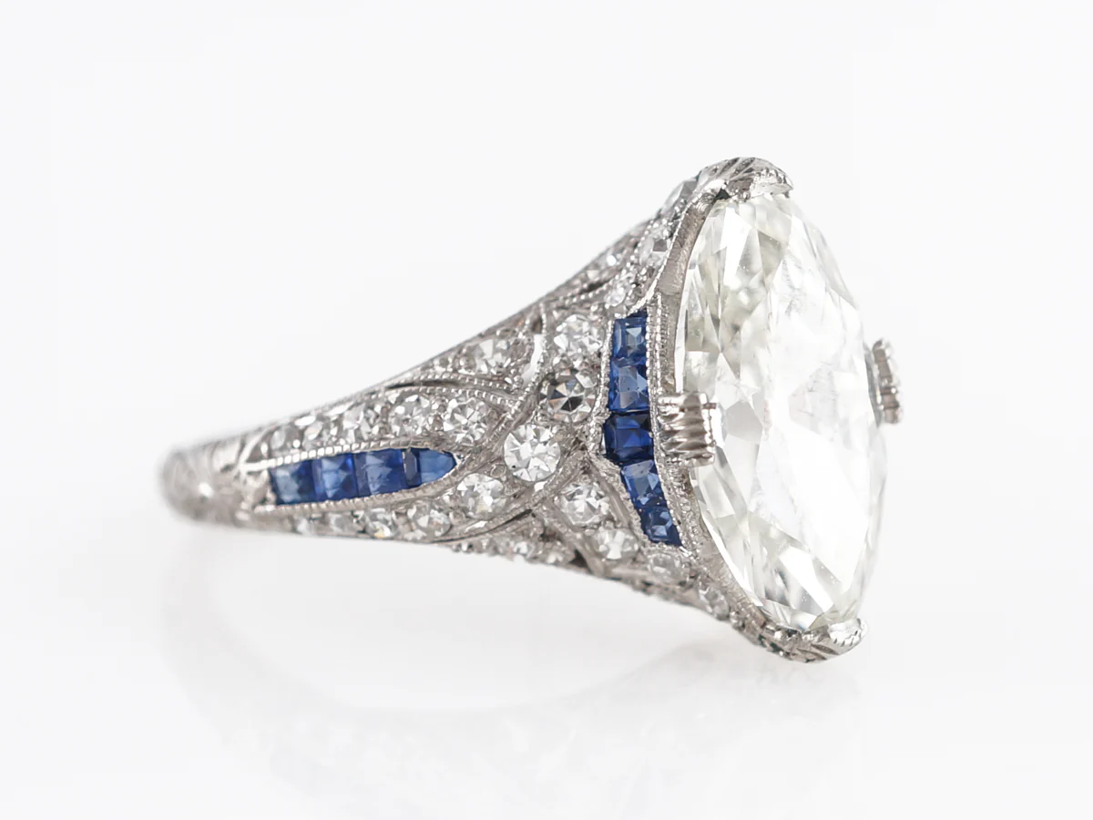 Vintage Marquise Diamond Engagement Ring in Platinum - Image 3