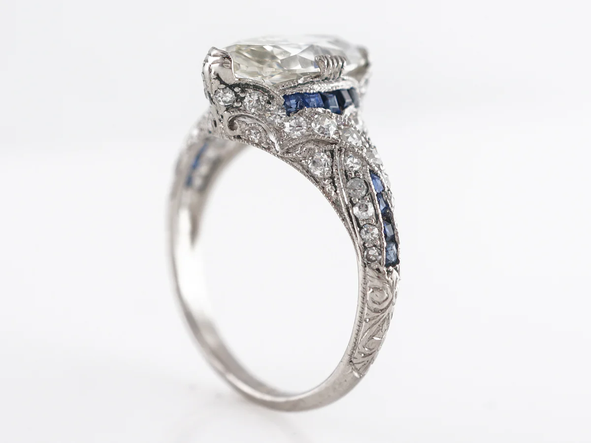 Vintage Marquise Diamond Engagement Ring in Platinum - Image 4
