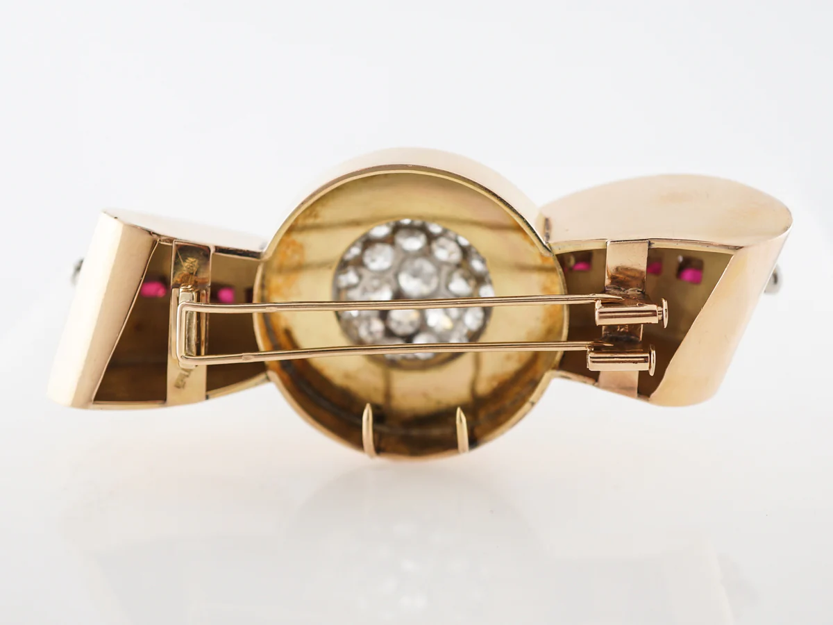 **RTV 1/9/19**Vintage Brooch Mauboussin Retro 8.82 Old European Cut Diamonds in 18k Yellow Gold & Platinum - Image 3