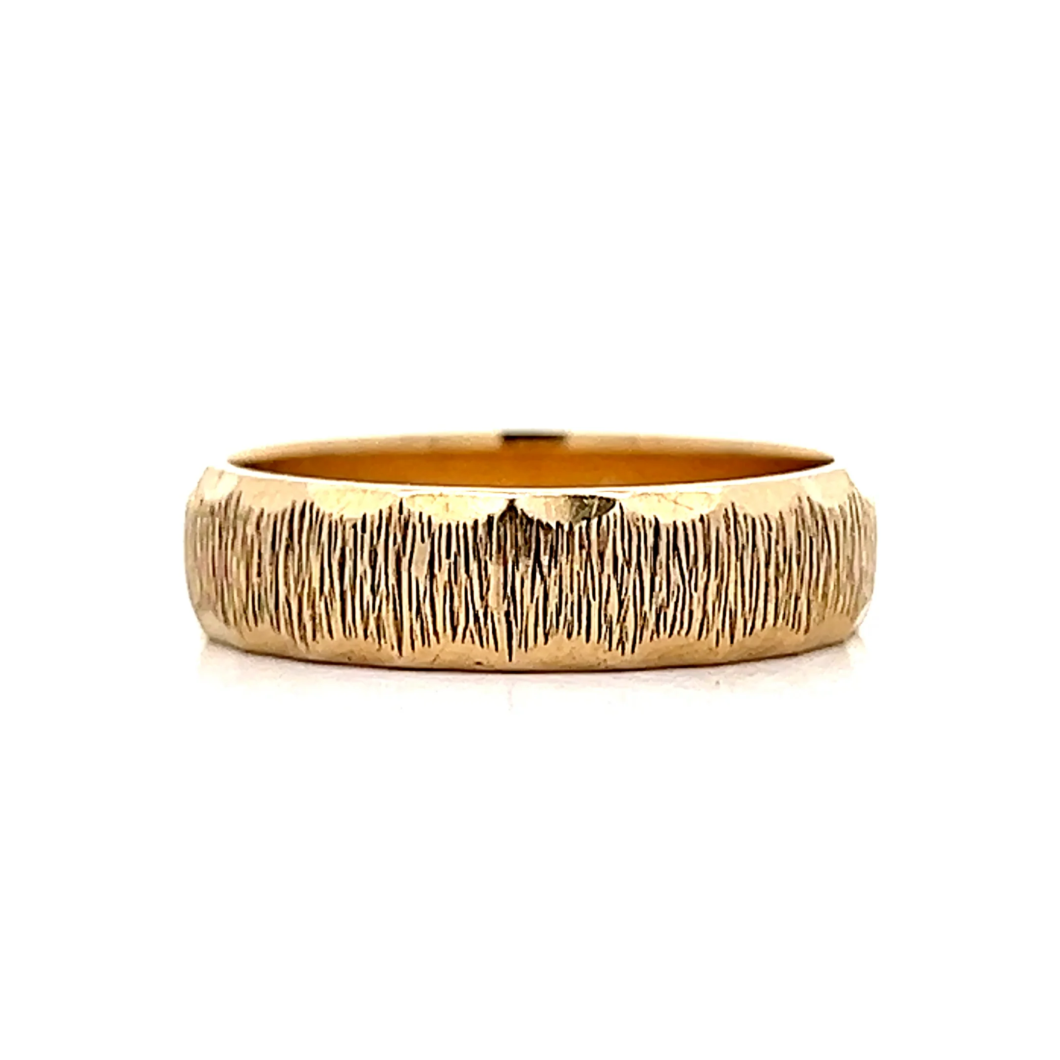 Vintage Mens 5mm Textured Wedding Band in 14k
