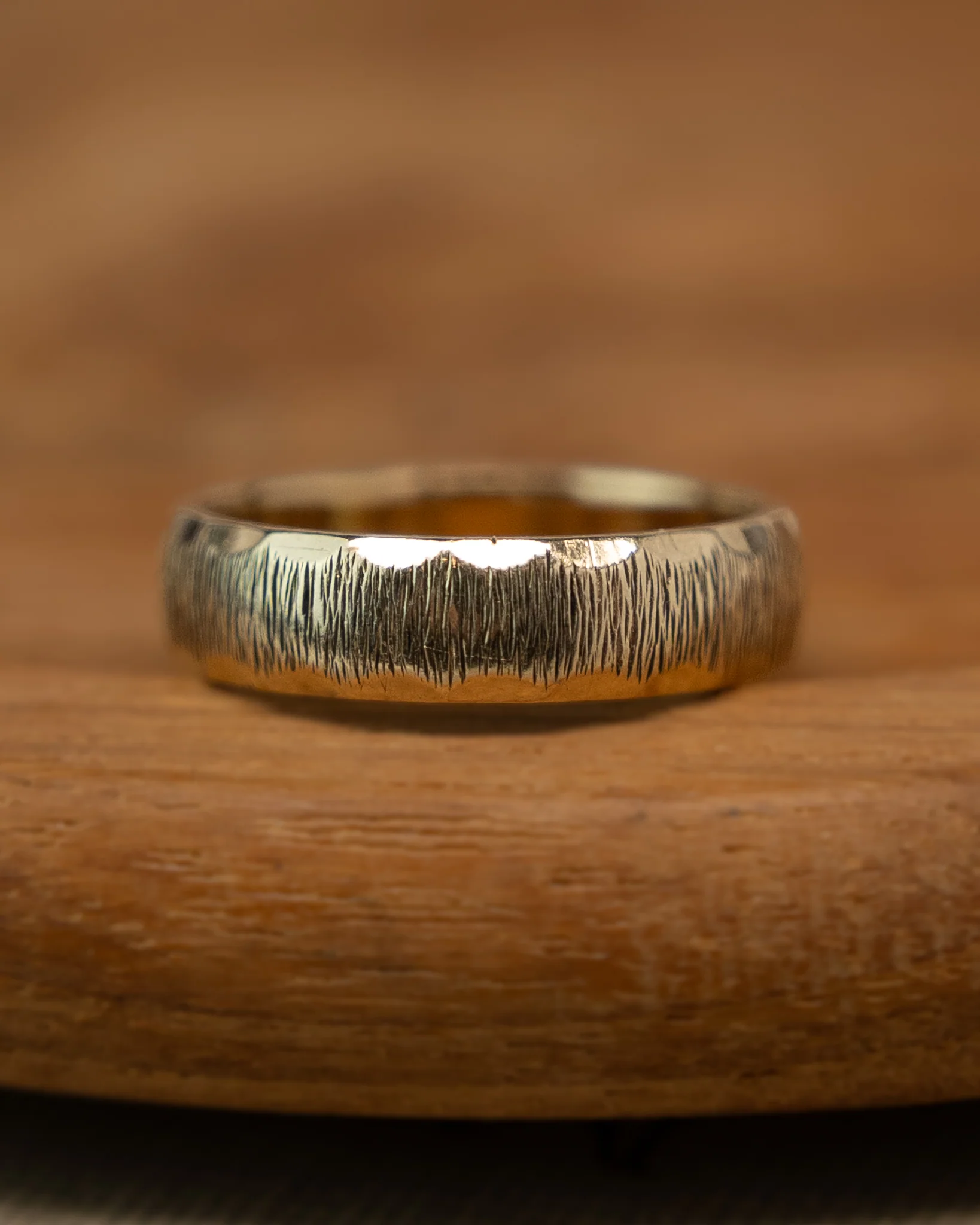 Vintage Mens 5mm Textured Wedding Band in 14k - Image 6