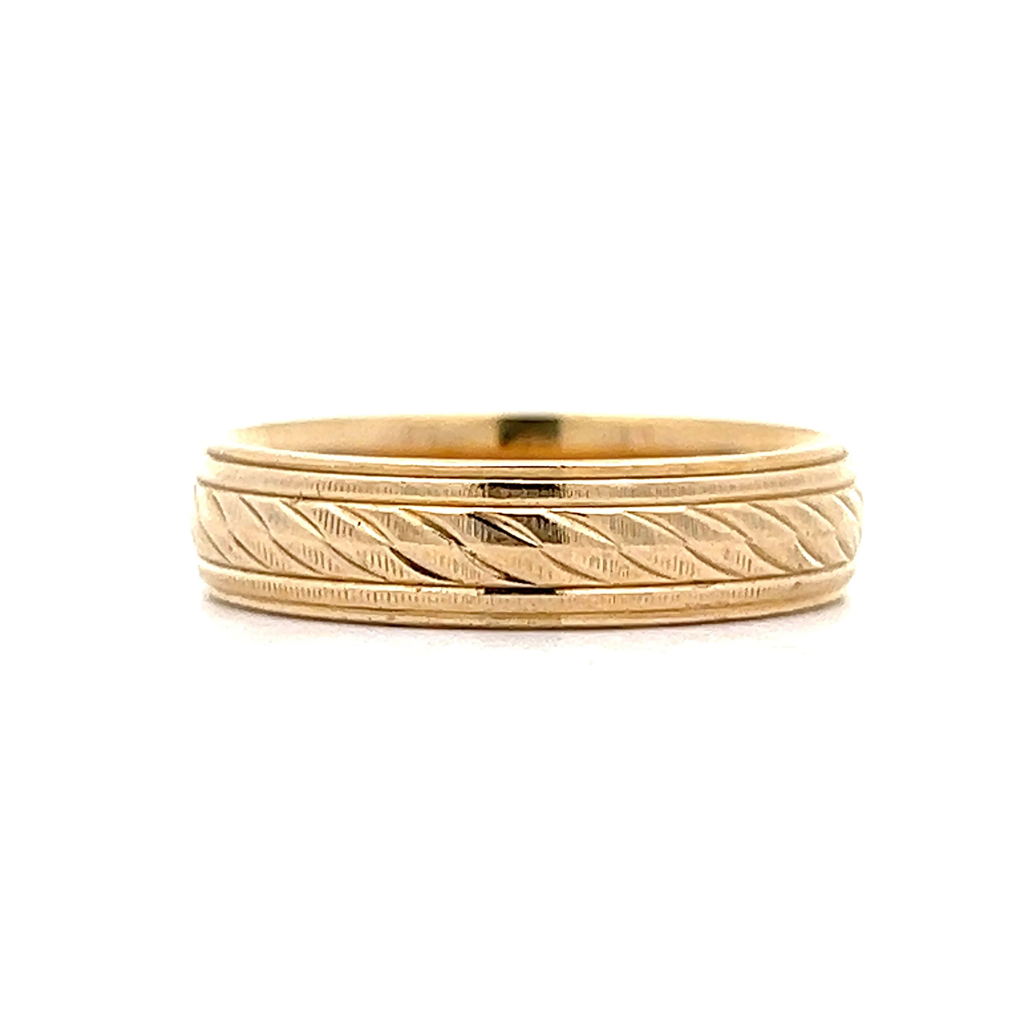 Vintage Men's 5mm Textured Wedding Band in 14k - Image 2
