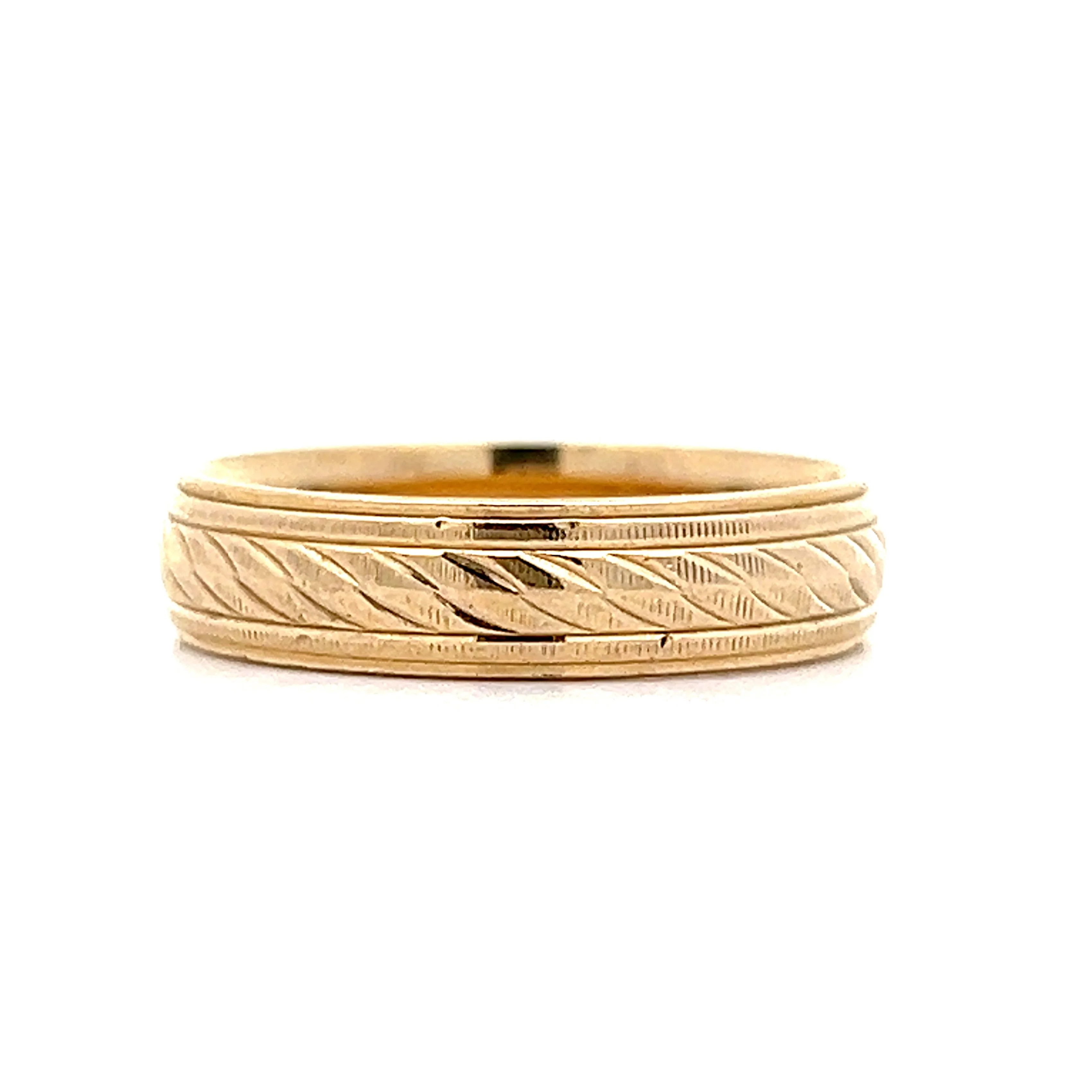 Vintage Men's 5mm Textured Wedding Band in 14k - Image 3