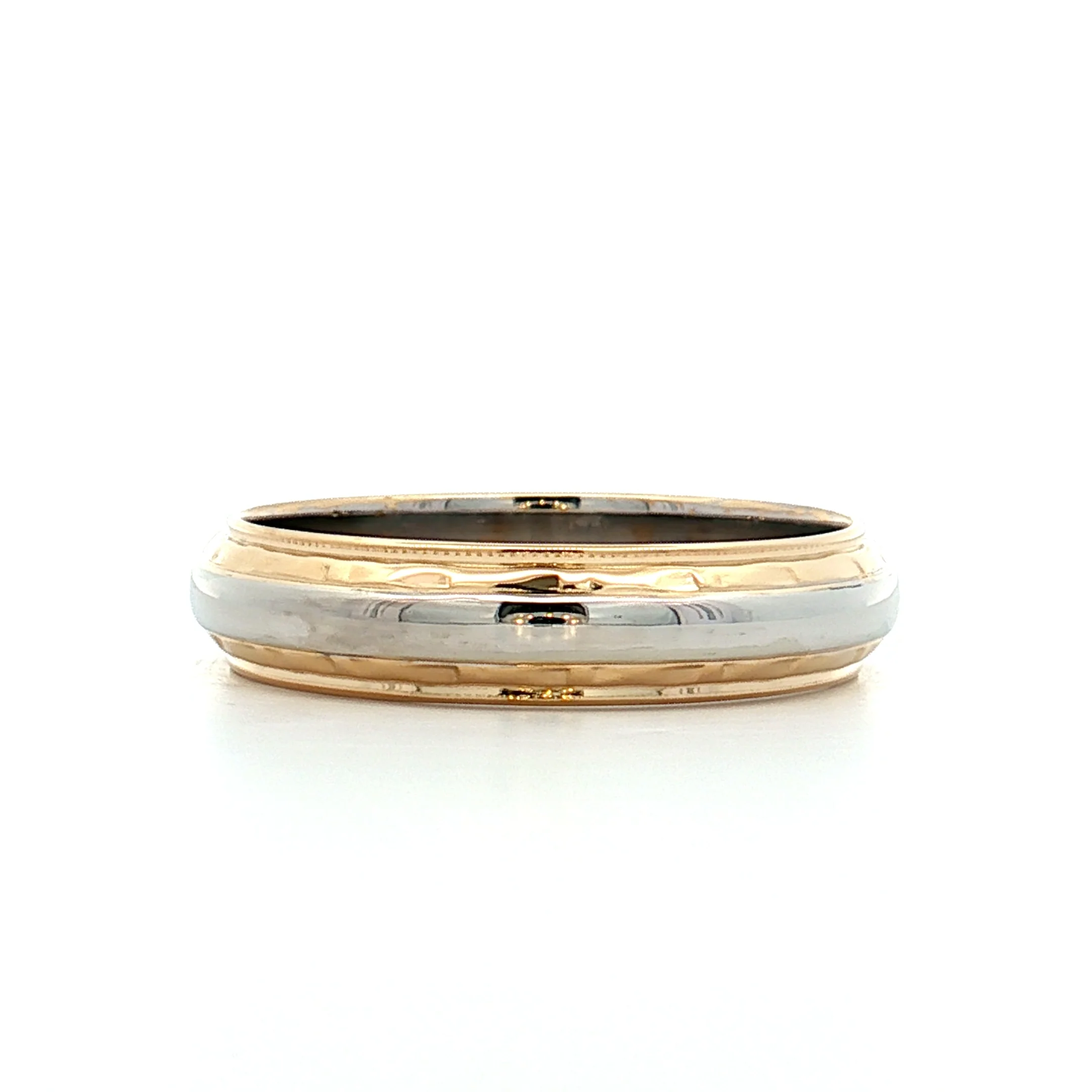 Vintage Mens 5mm Two-Tone Wedding Band 14k - Image 2
