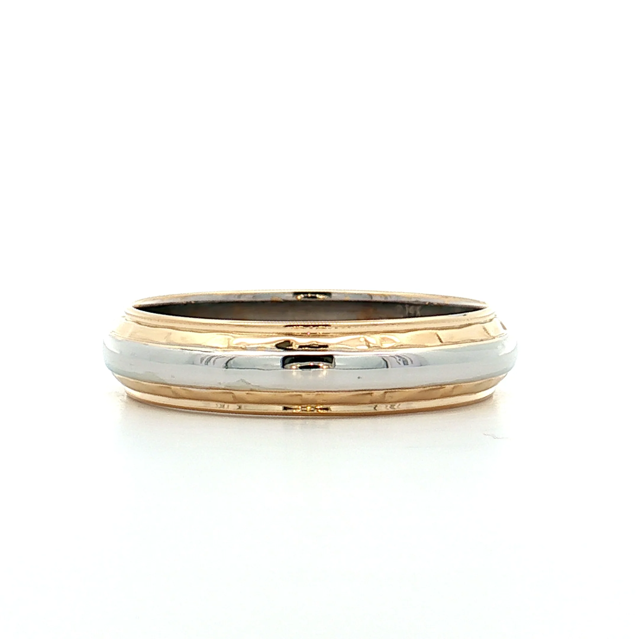 Vintage Mens 5mm Two-Tone Wedding Band 14k - Image 3
