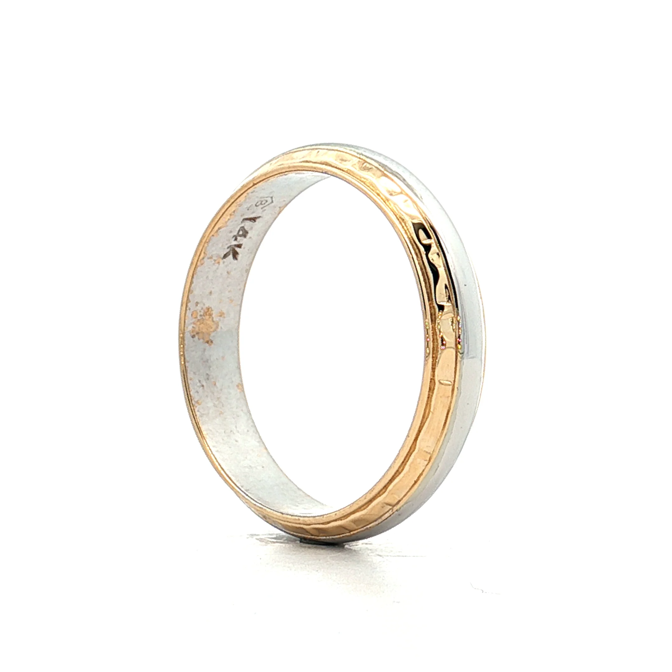 Vintage Mens 5mm Two-Tone Wedding Band 14k - Image 5