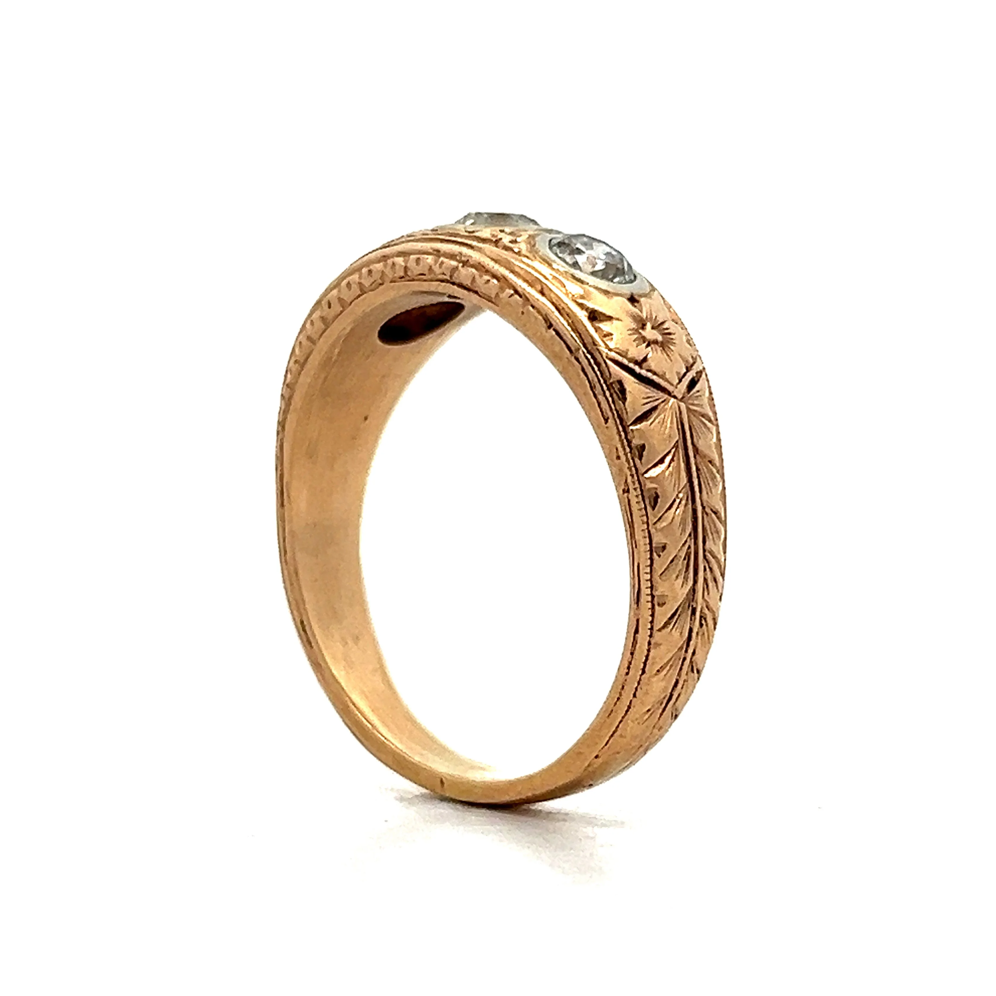 Vintage Men's Art Deco Three Stone Ring in 14k Gold - Image 5