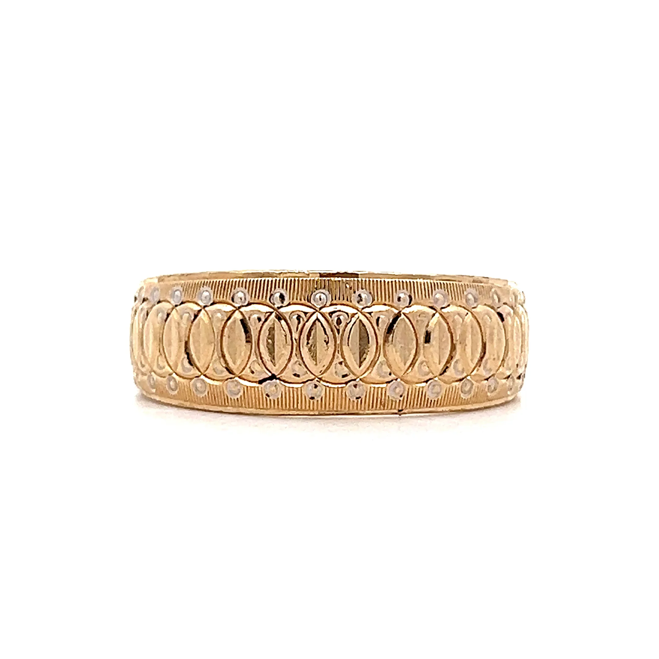 Vintage Mens Circular Engraving Wedding Band 14k