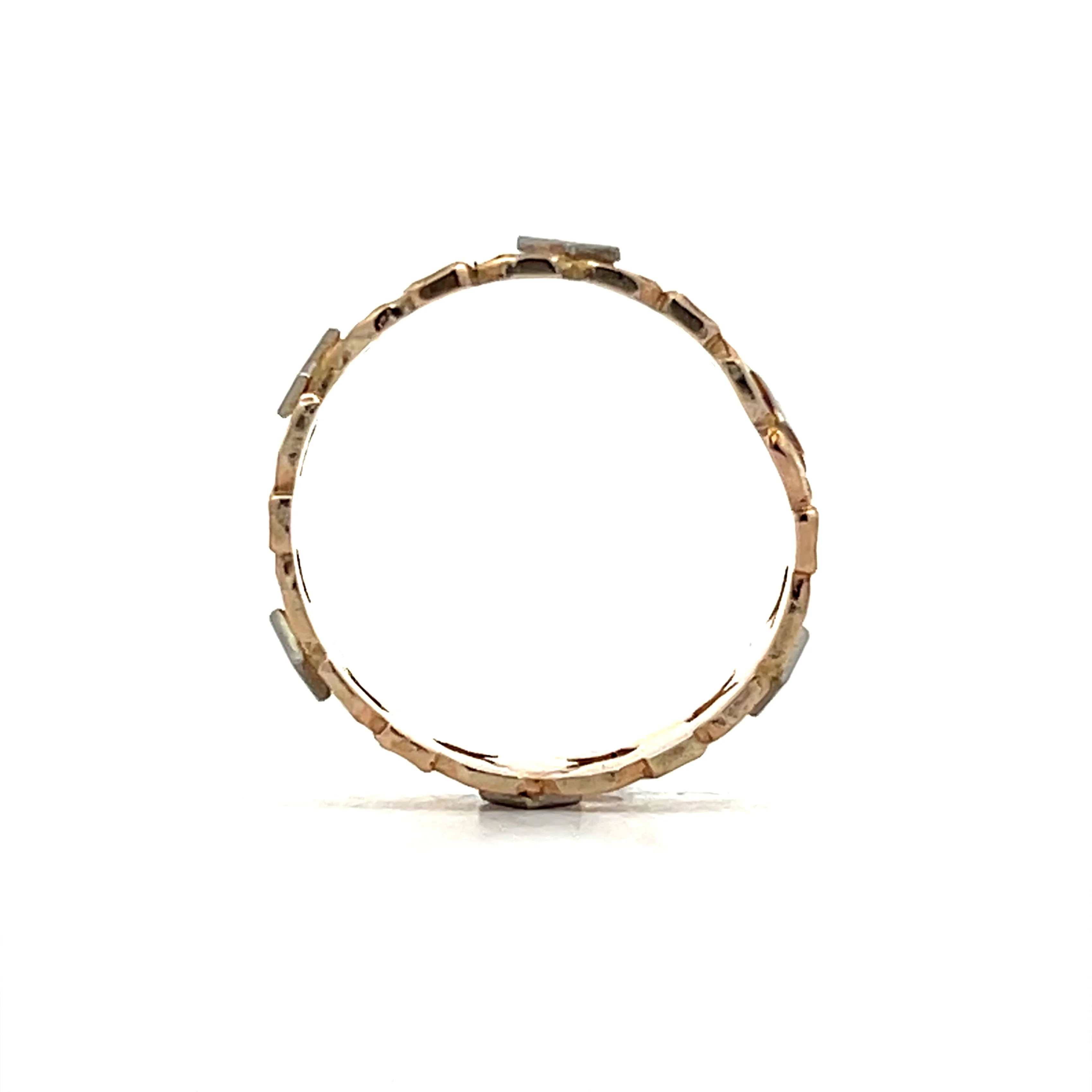 Vintage Mens Engraved Wedding Band in Yellow & White Gold - Image 4