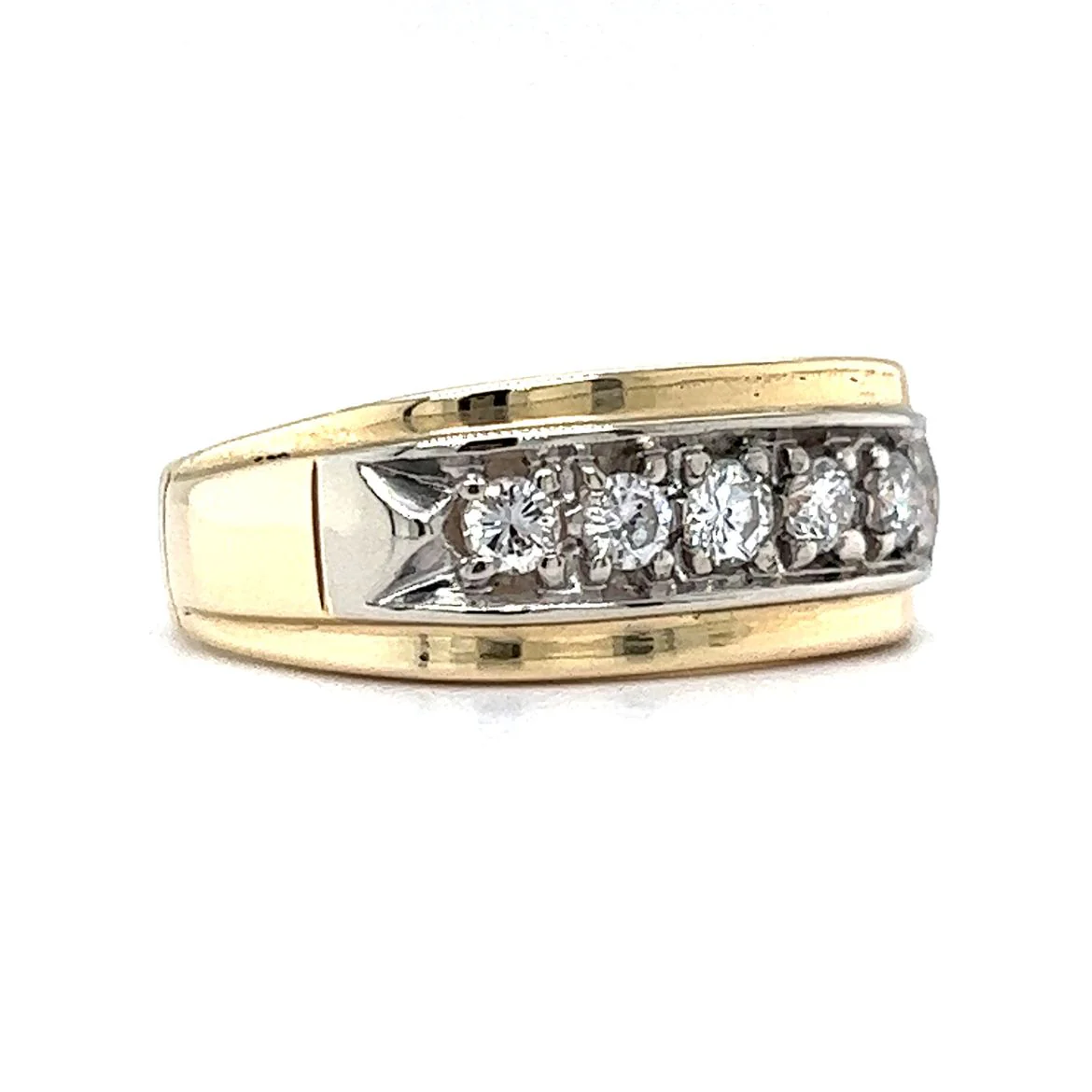 Vintage Men's Five Stone Diamond Ring in 14k Yellow Gold - Image 3