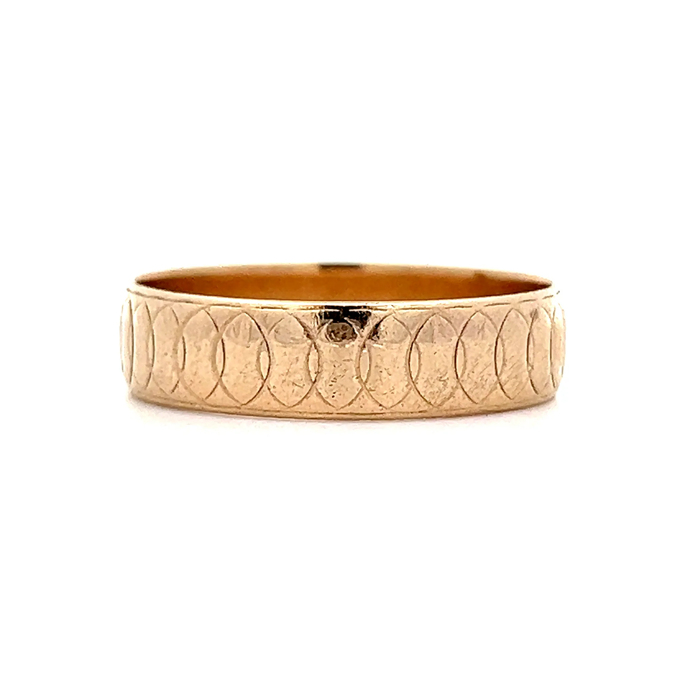Vintage Mens Geometric Engraved Wedding Band 14k