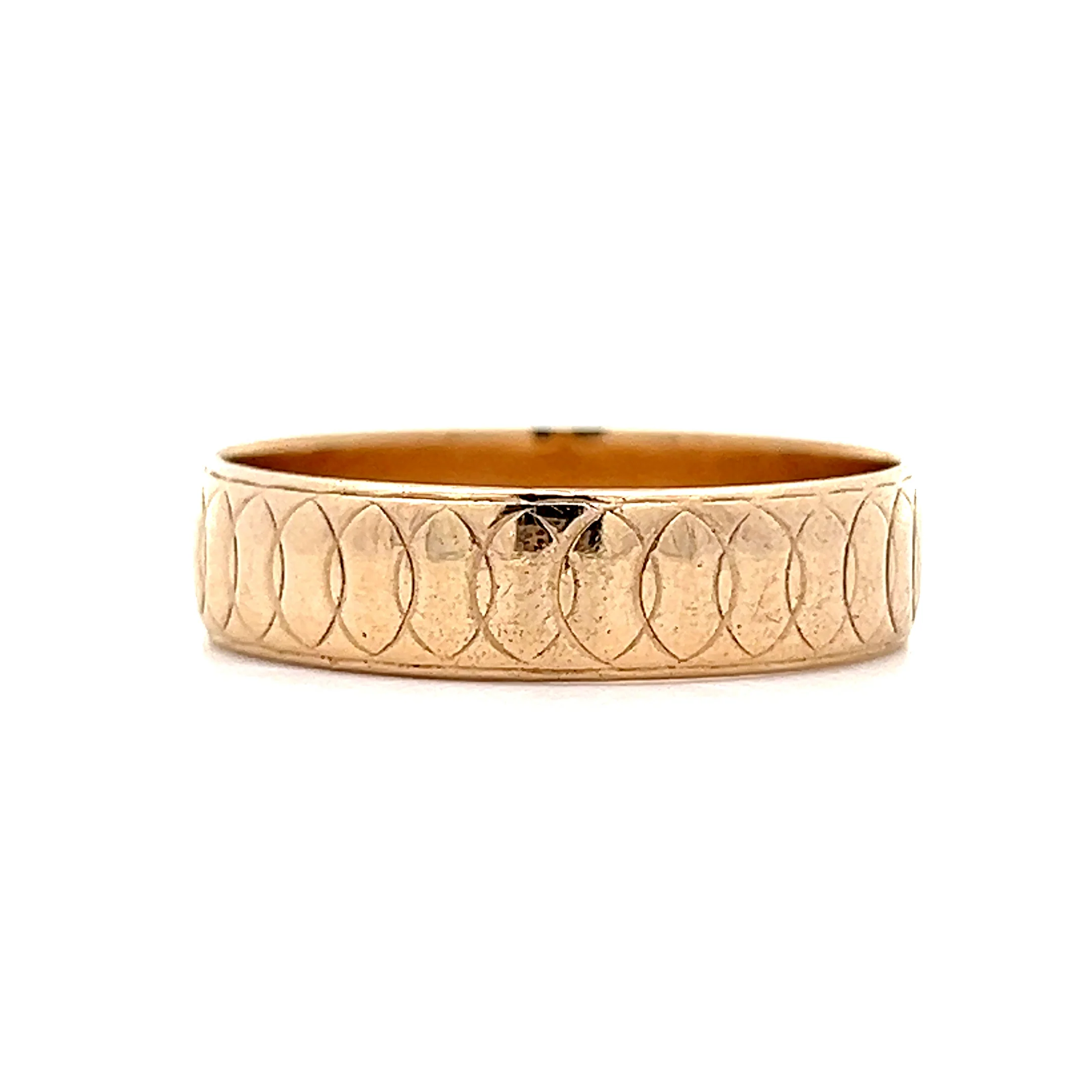Vintage Mens Geometric Engraved Wedding Band 14k - Image 3