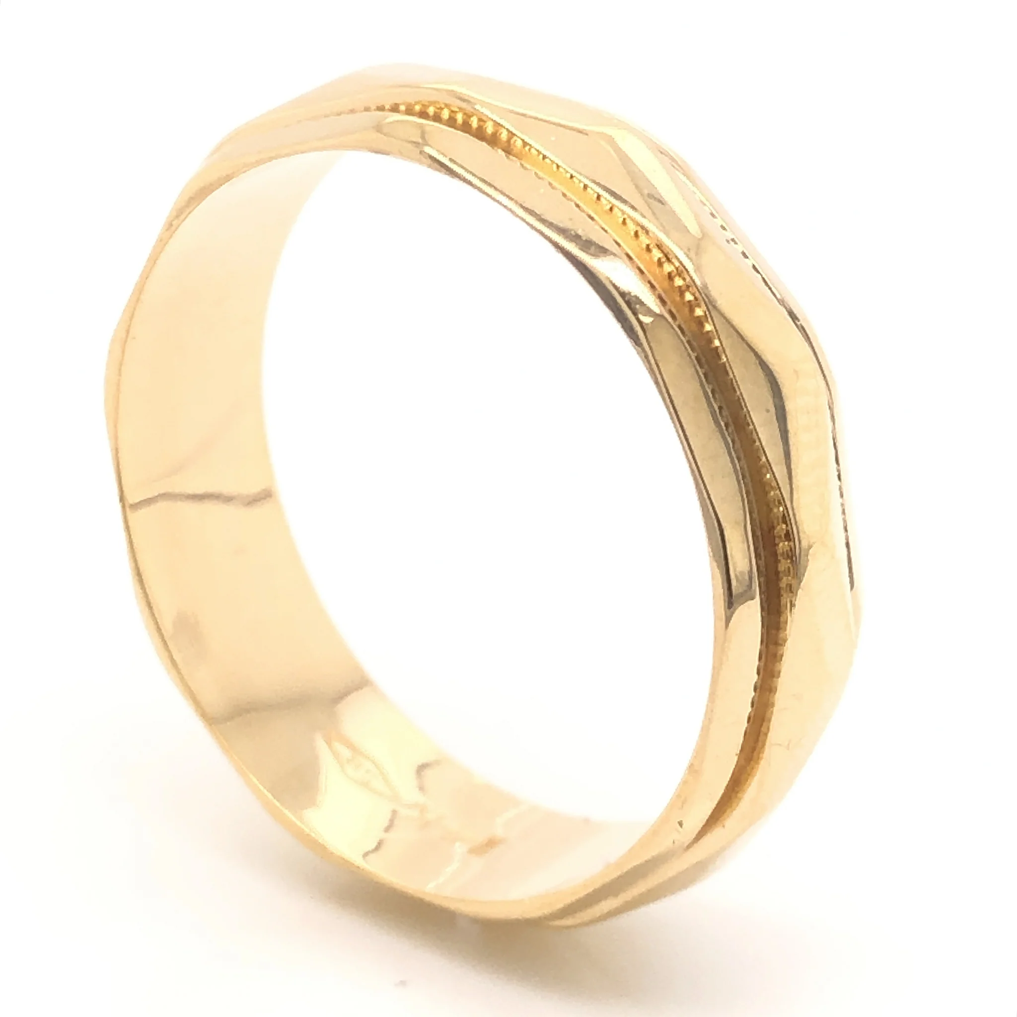 Vintage Men's Geometric Wedding Band in 14k Yellow Gold - Image 2