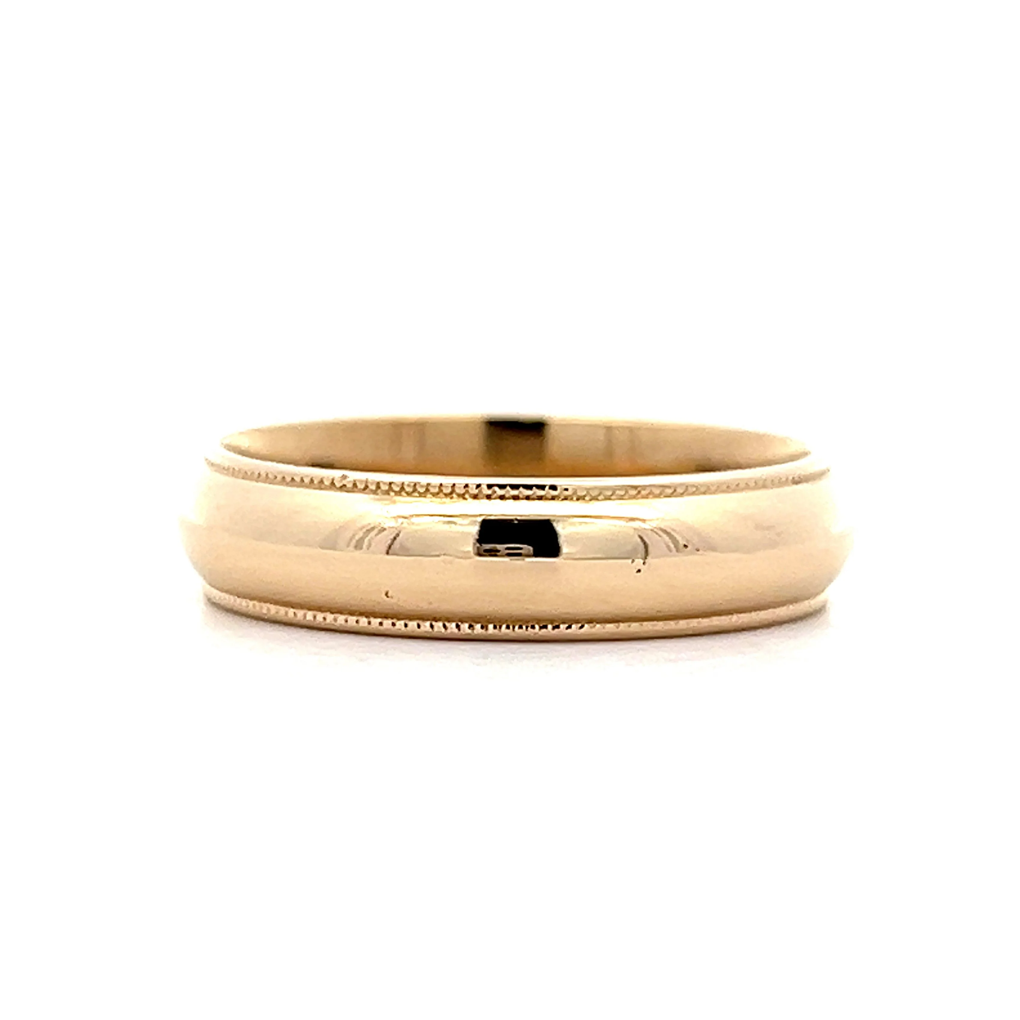 Vintage Men's Milgrain Wedding Band in 14k Yellow Gold - Image 2