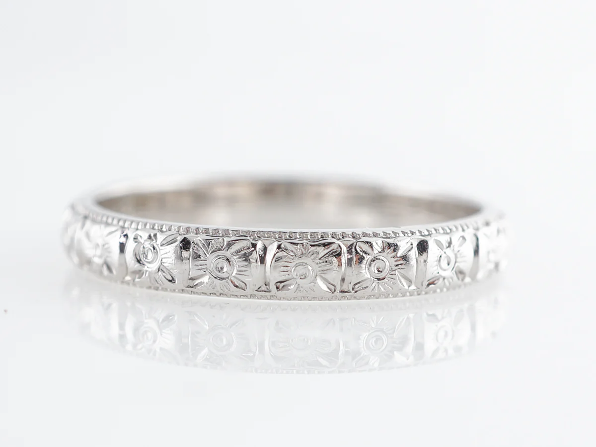 Vintage Men's Orange Blossom Wedding Band in 18k