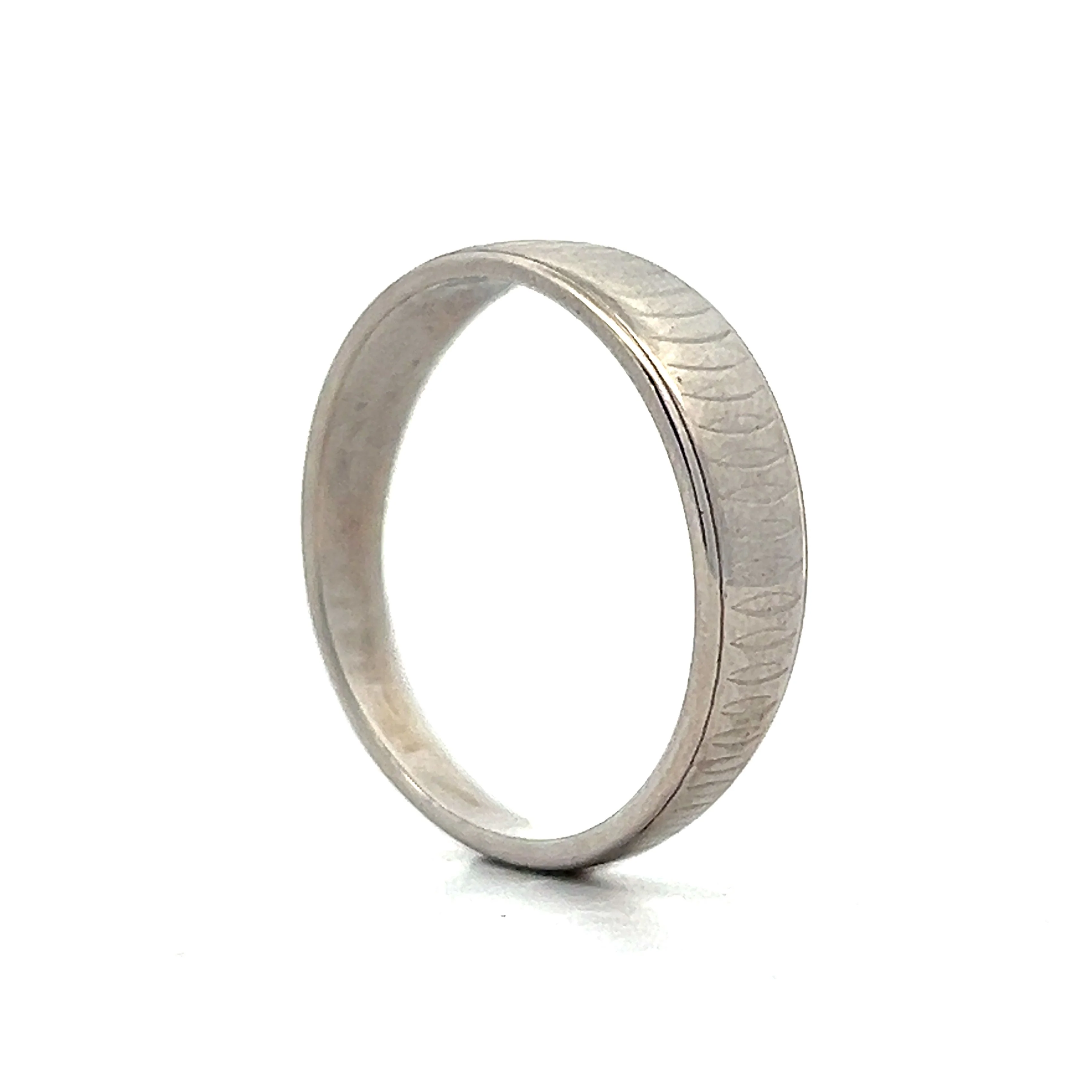 Vintage Men's Tapered Engraved Wedding Band in 14k - Image 5