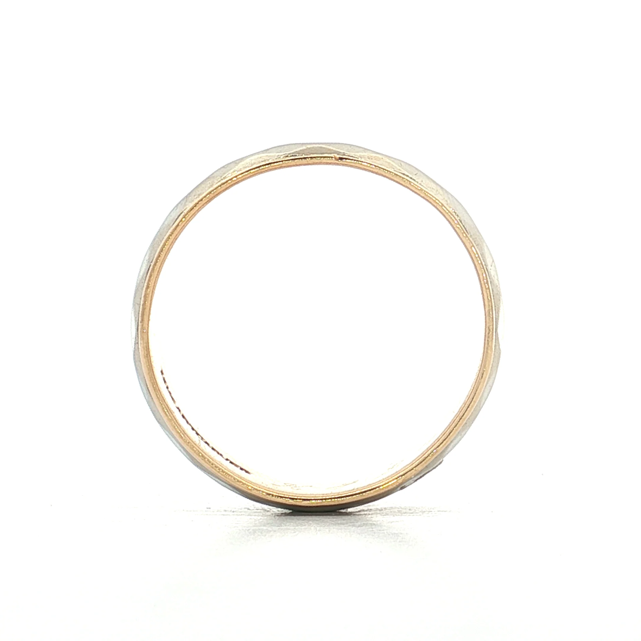 Vintage Mens Two-Tone Textured Wedding Band 14k - Image 4
