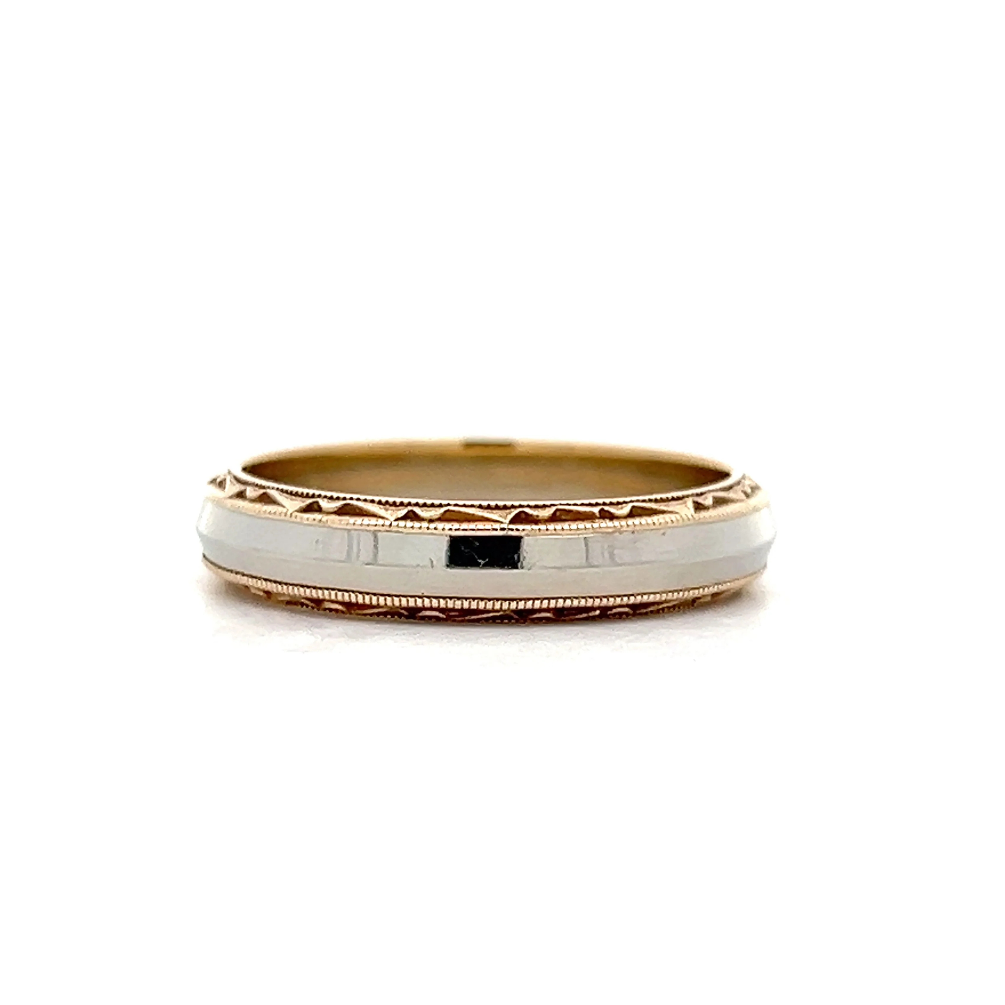 Vintage Men's Two-Tone Wedding Band in 14k - Image 3