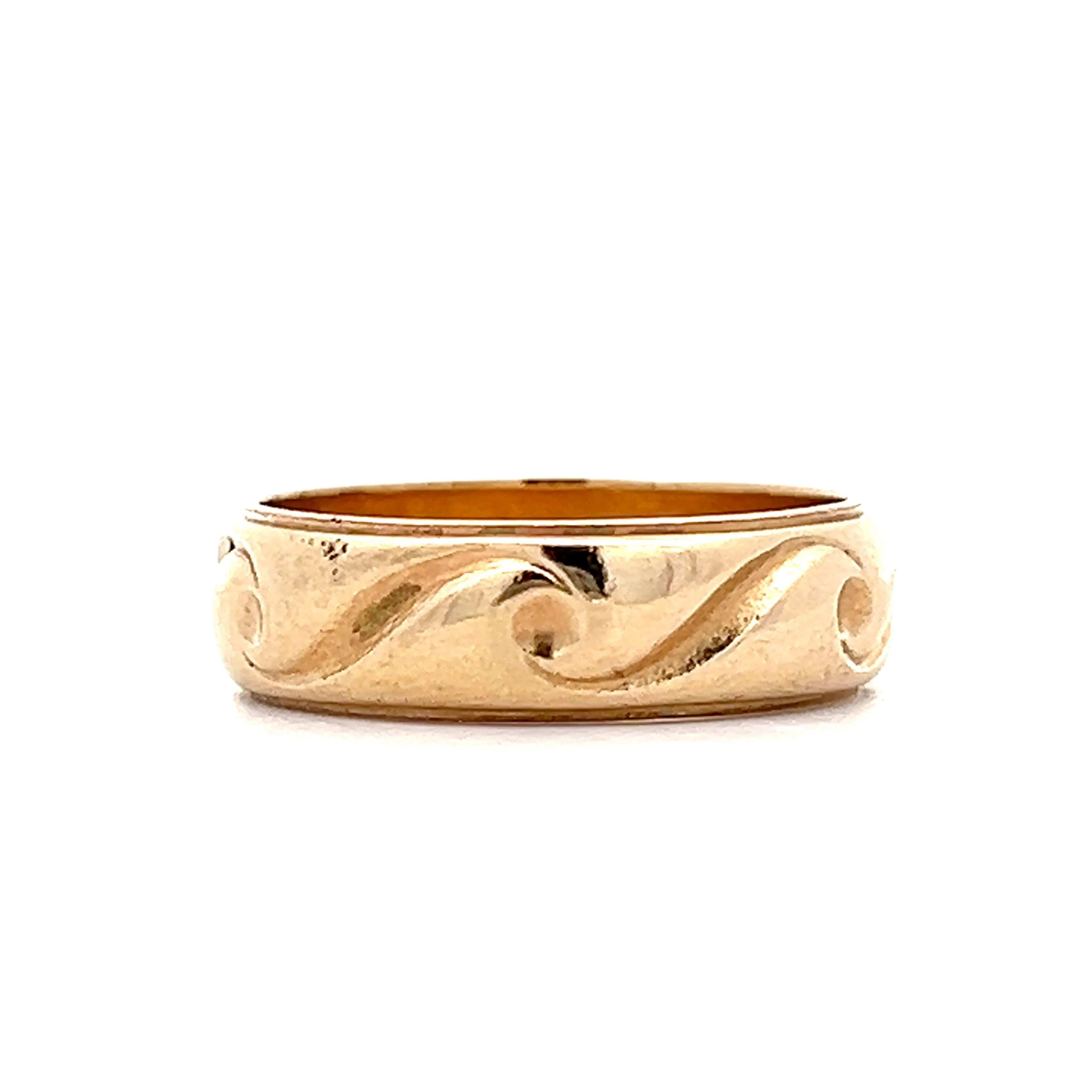 Vintage Mens Wave Pattern Wedding Band in 14k - Image 2