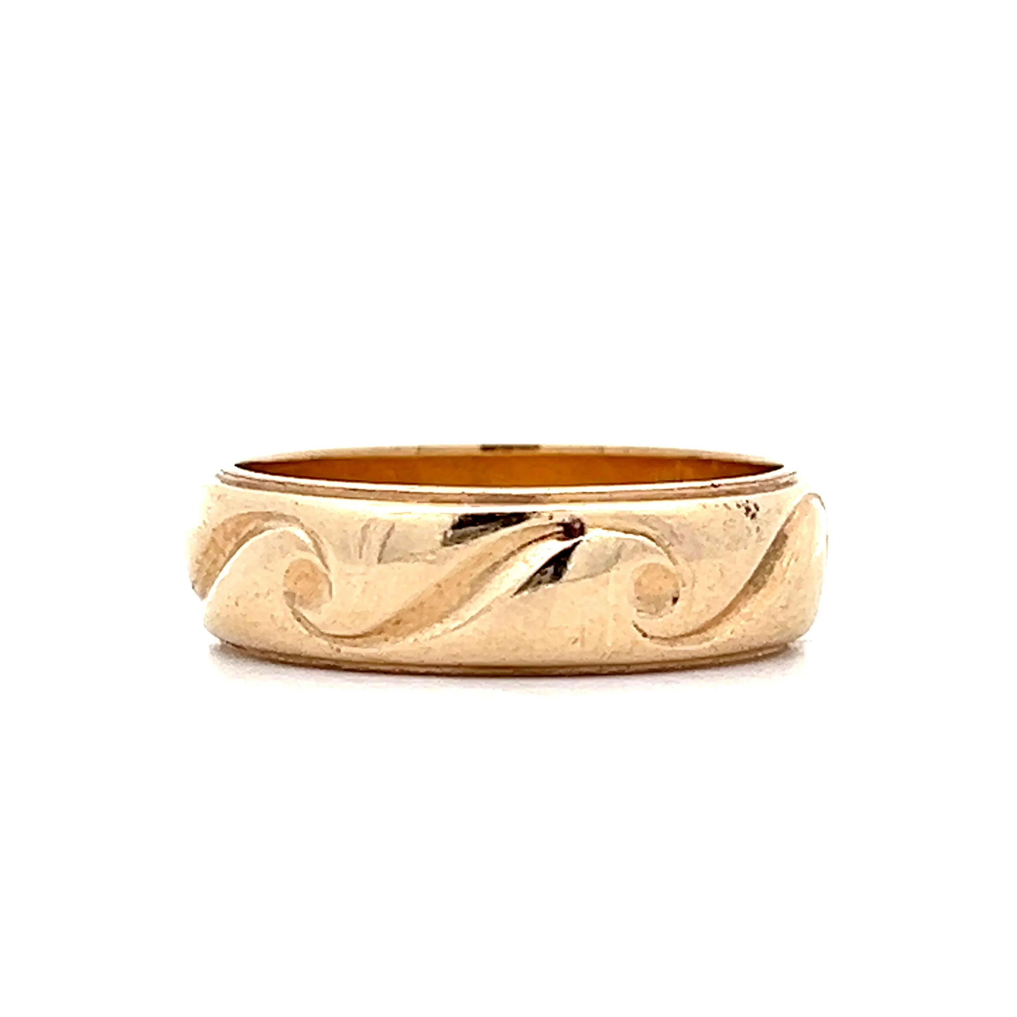 Vintage Mens Wave Pattern Wedding Band in 14k - Image 3