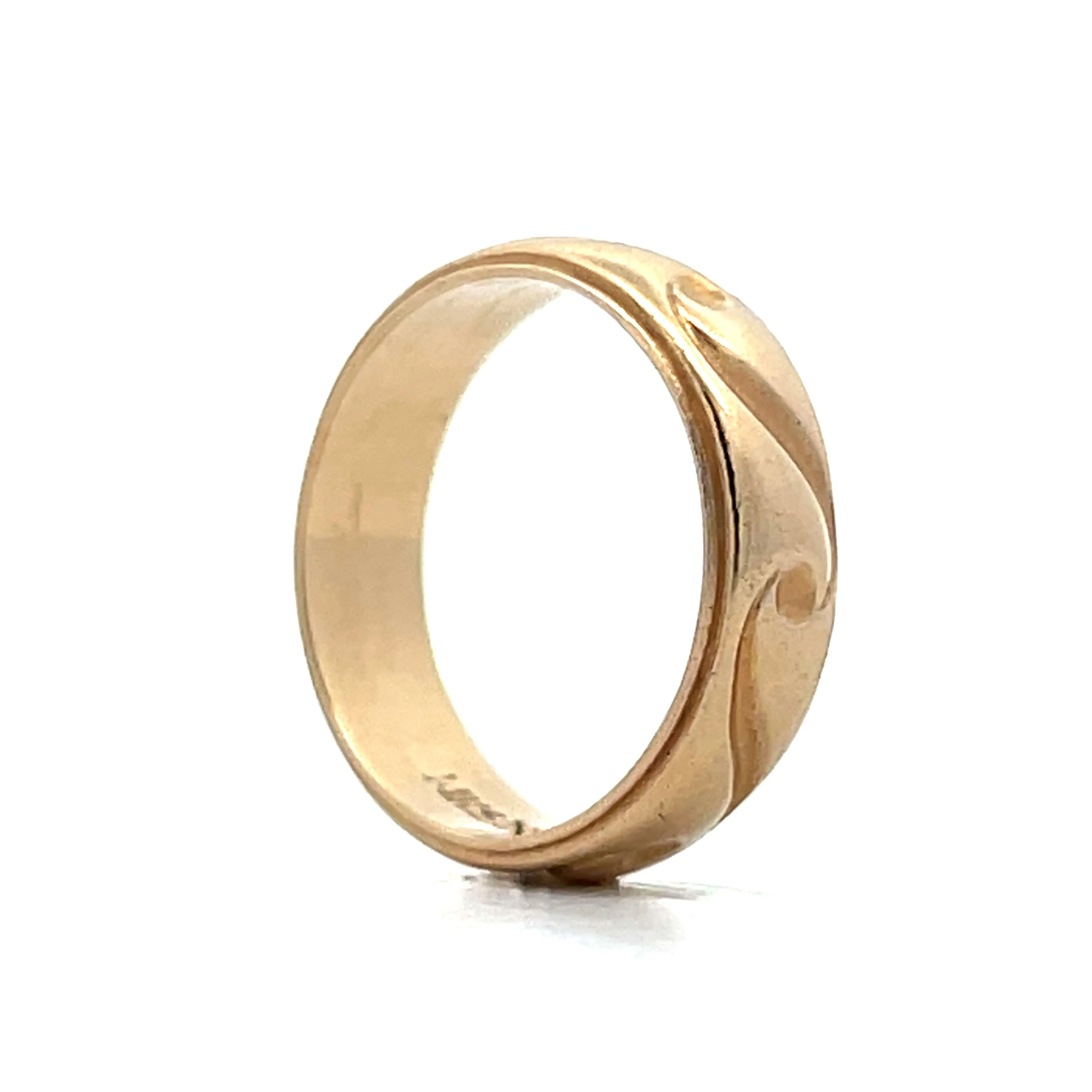 Vintage Mens Wave Pattern Wedding Band in 14k - Image 5