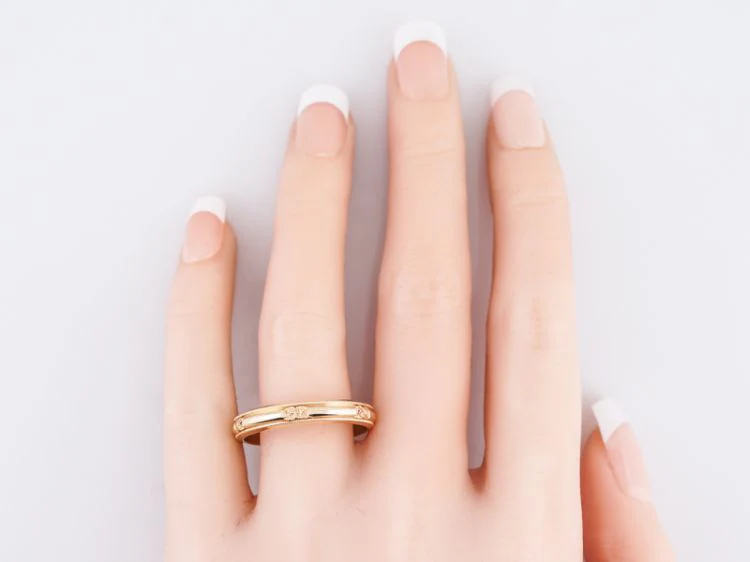 Vintage Men's Wedding Band Art Deco Orange Blossom in 14k Yellow Gold - Image 5