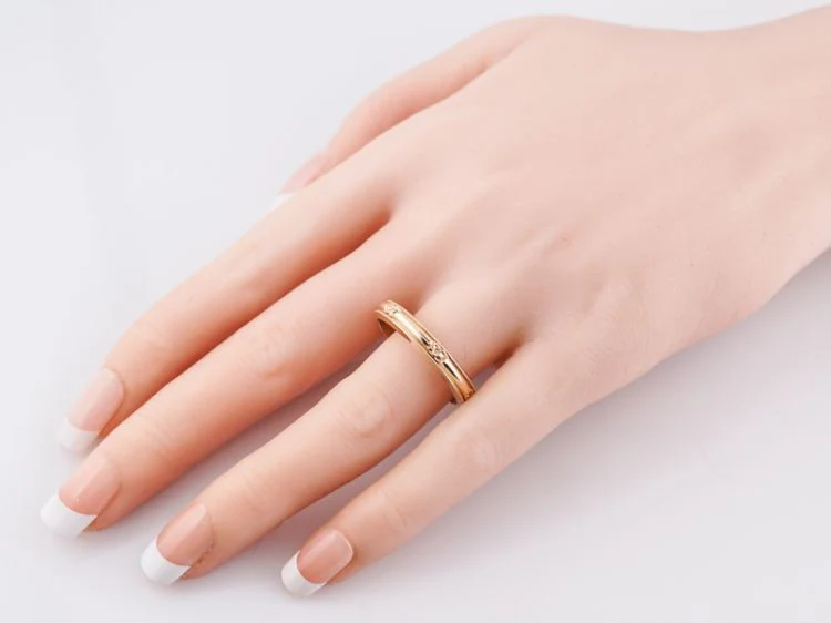 Vintage Men's Wedding Band Art Deco Orange Blossom in 14k Yellow Gold - Image 7