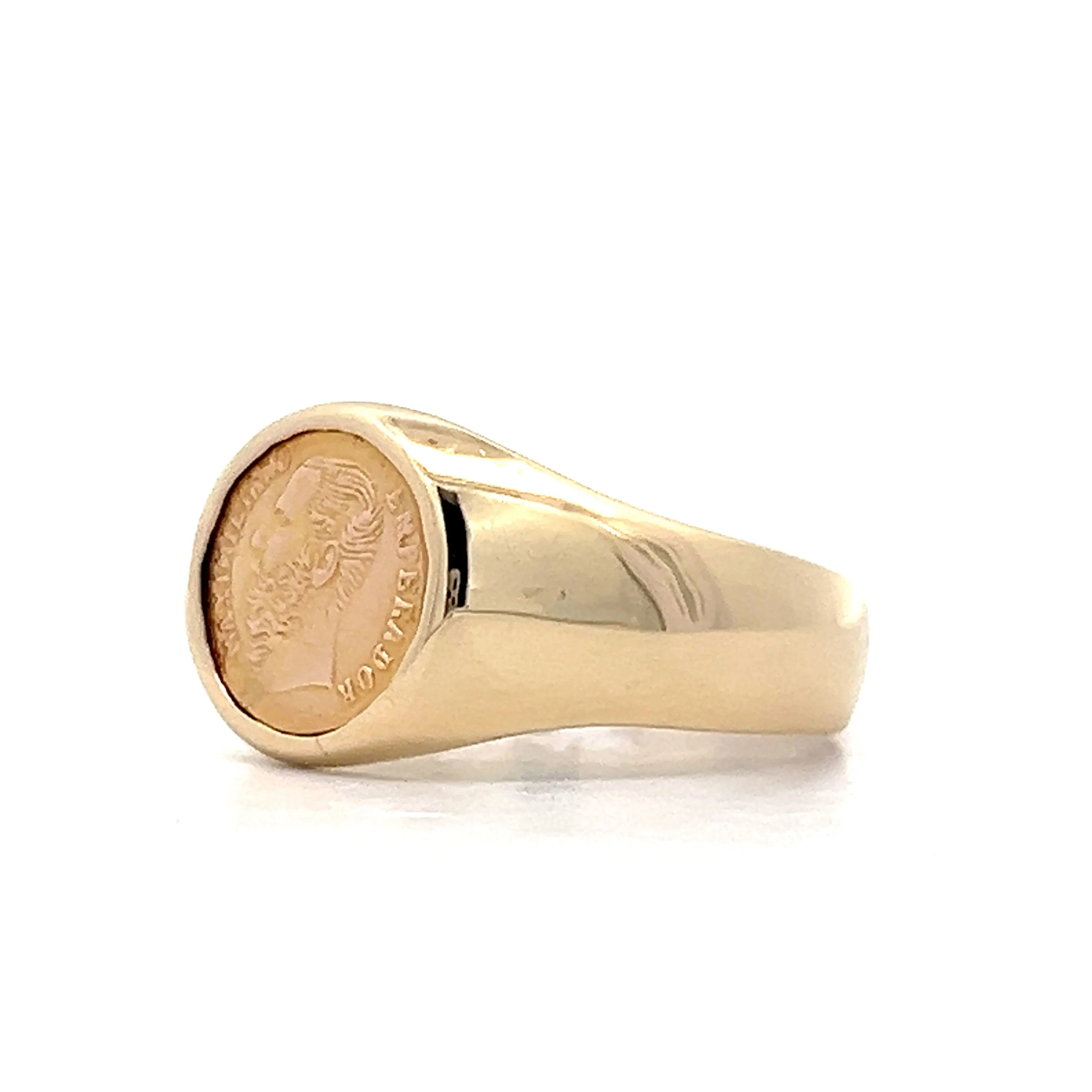Vintage Mexican Peso Signet Ring in 14k Yellow Gold - Image 2