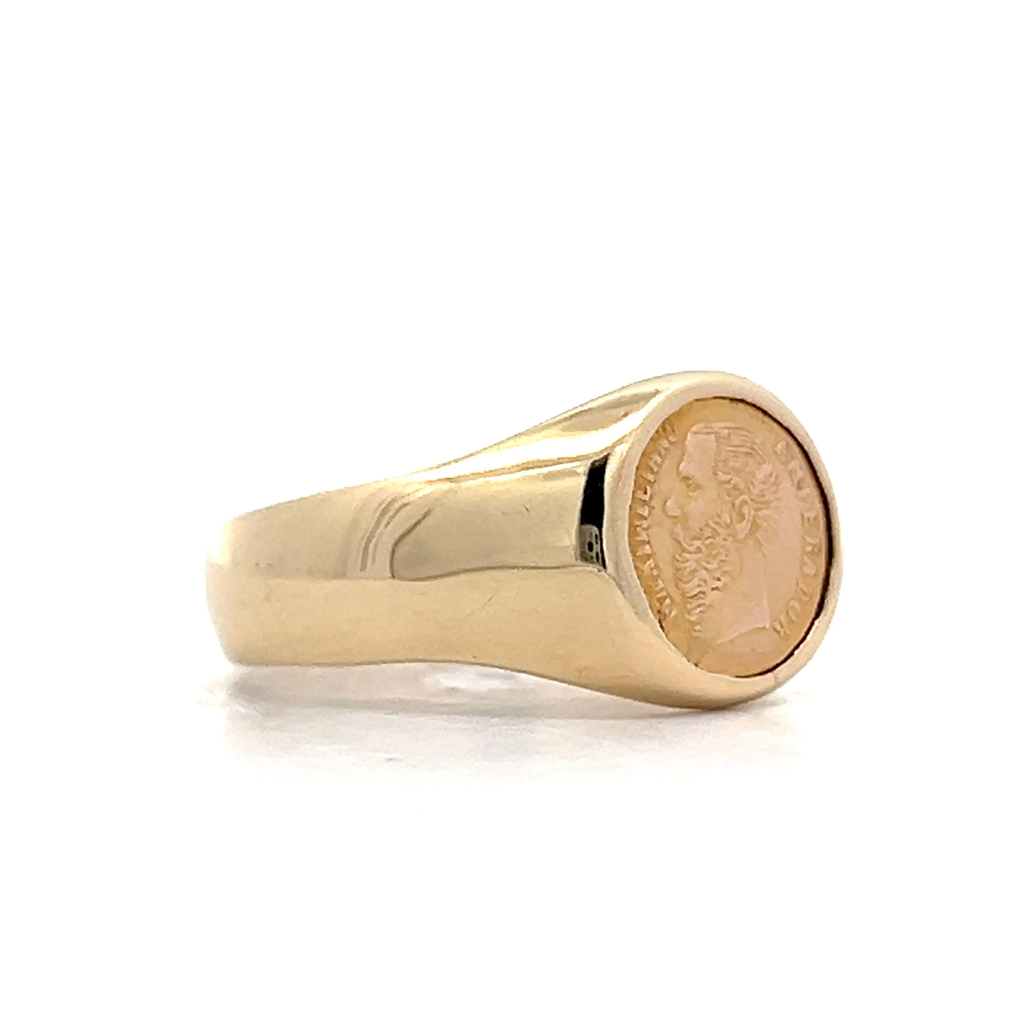 Vintage Mexican Peso Signet Ring in 14k Yellow Gold - Image 3