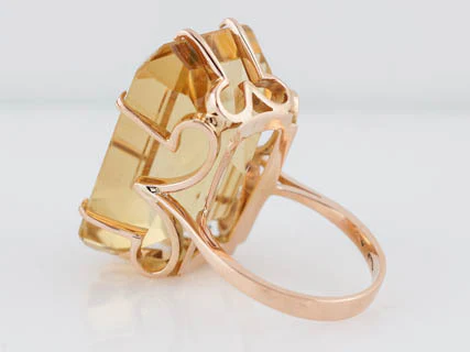 Vintage Mid-Century 41.97ct Emerald Cut Citrine Ring in 18k Yellow Gold - Image 4