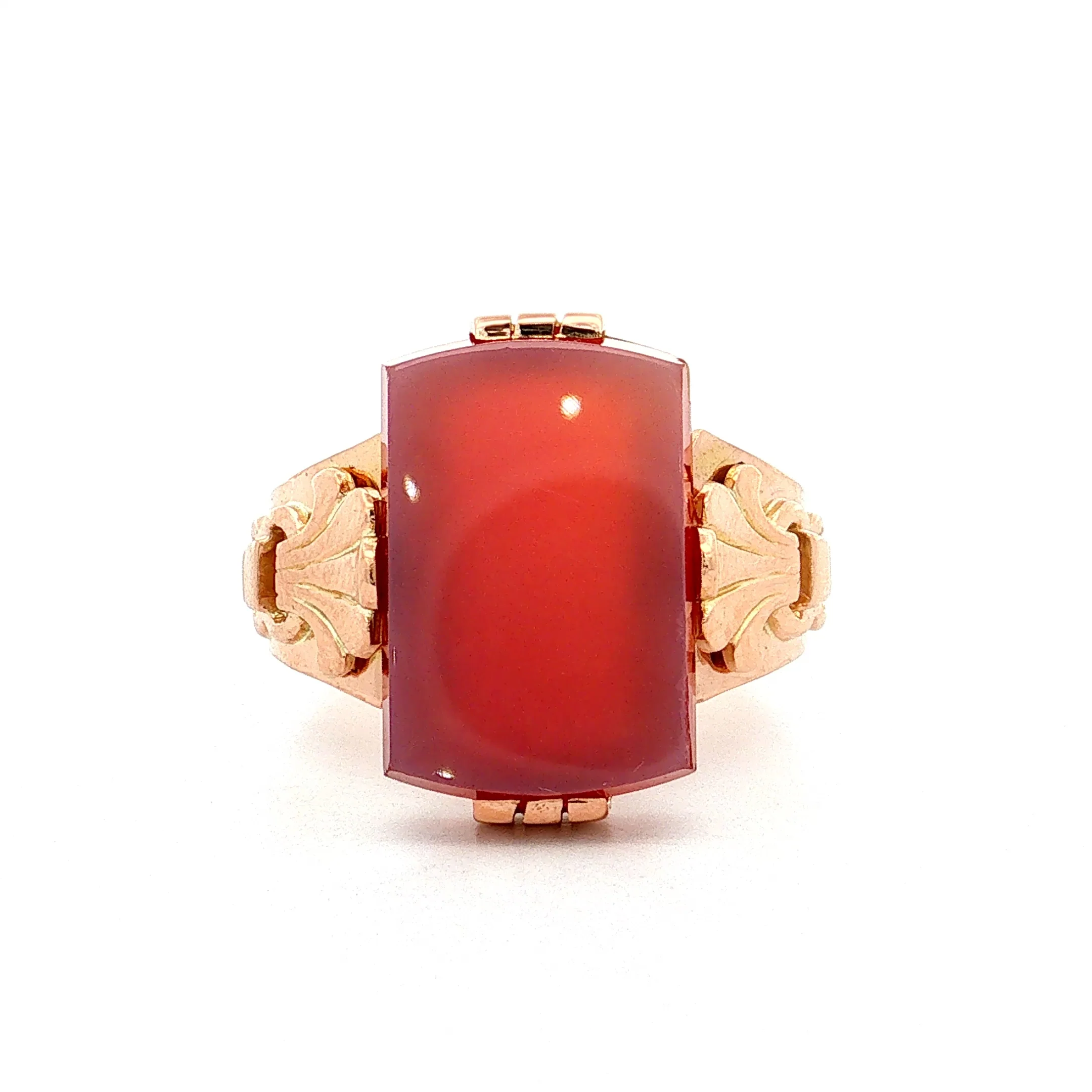 Vintage Mid-Century Agate Cocktail Ring 14k Rose Gold