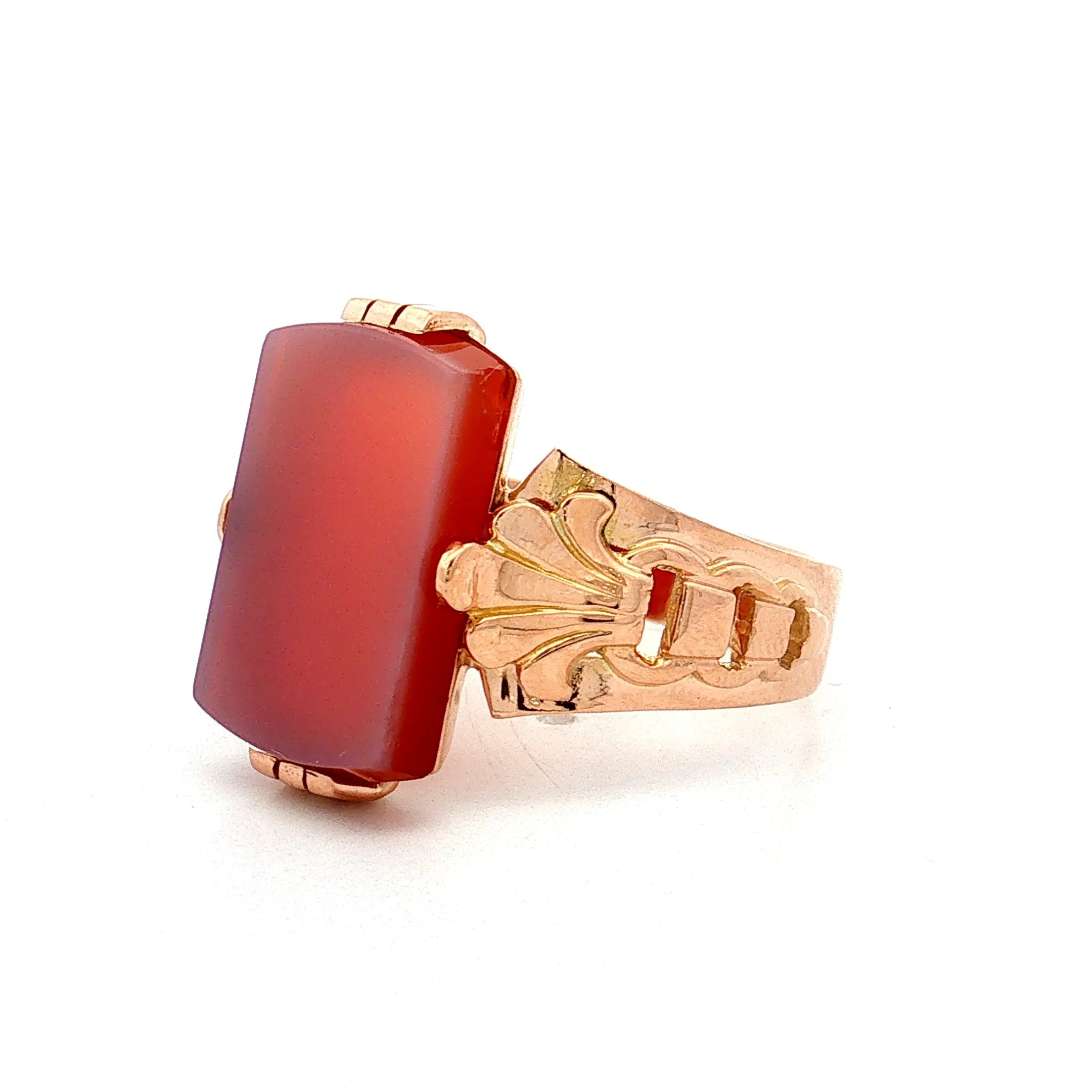 Vintage Mid-Century Agate Cocktail Ring 14k Rose Gold - Image 2