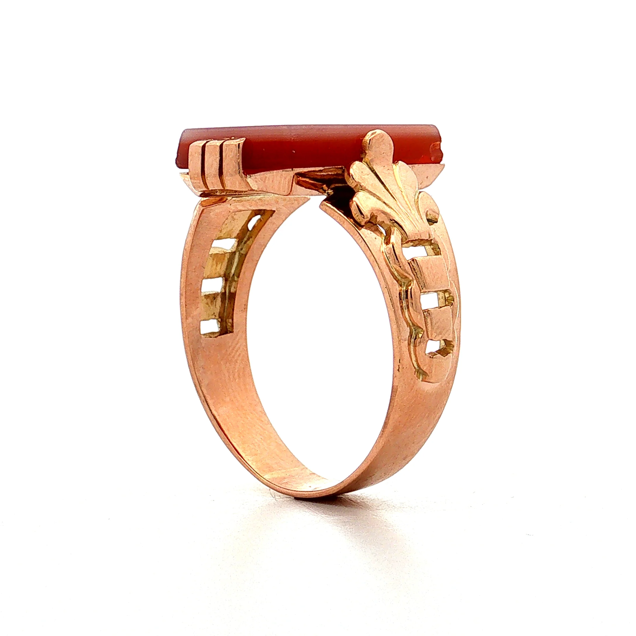 Vintage Mid-Century Agate Cocktail Ring 14k Rose Gold - Image 5