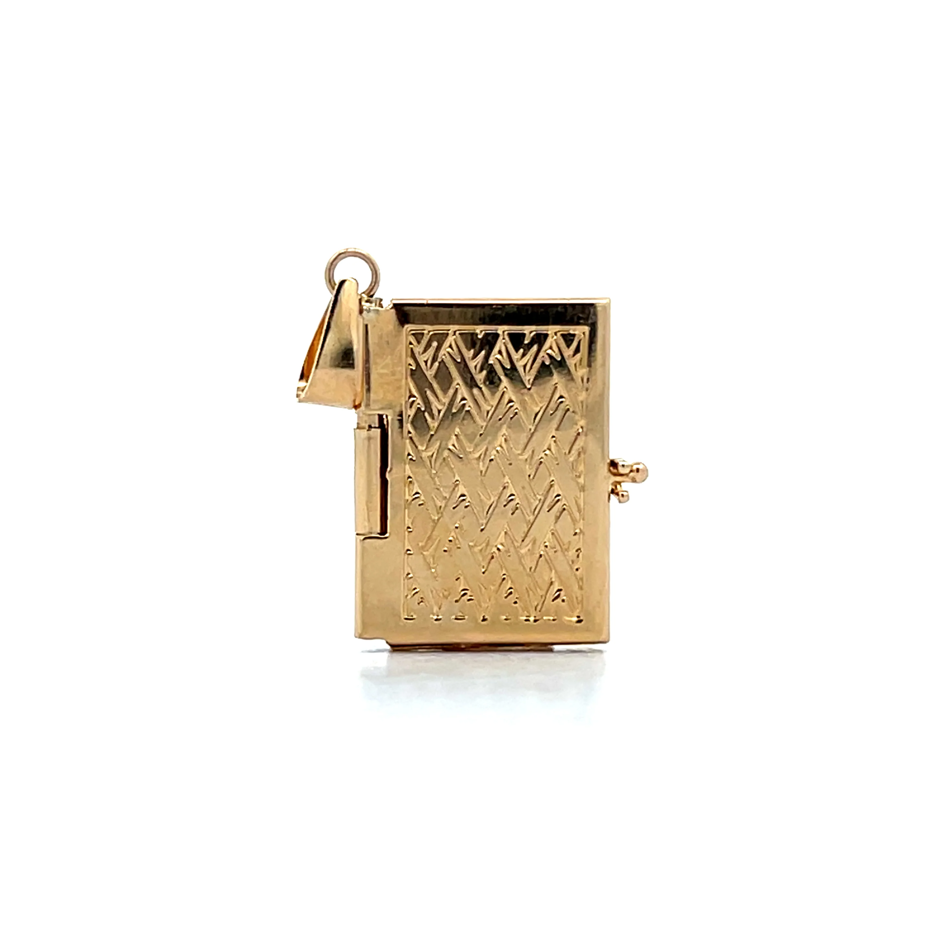 Vintage Mid-Century Book Locket Charm in 14k