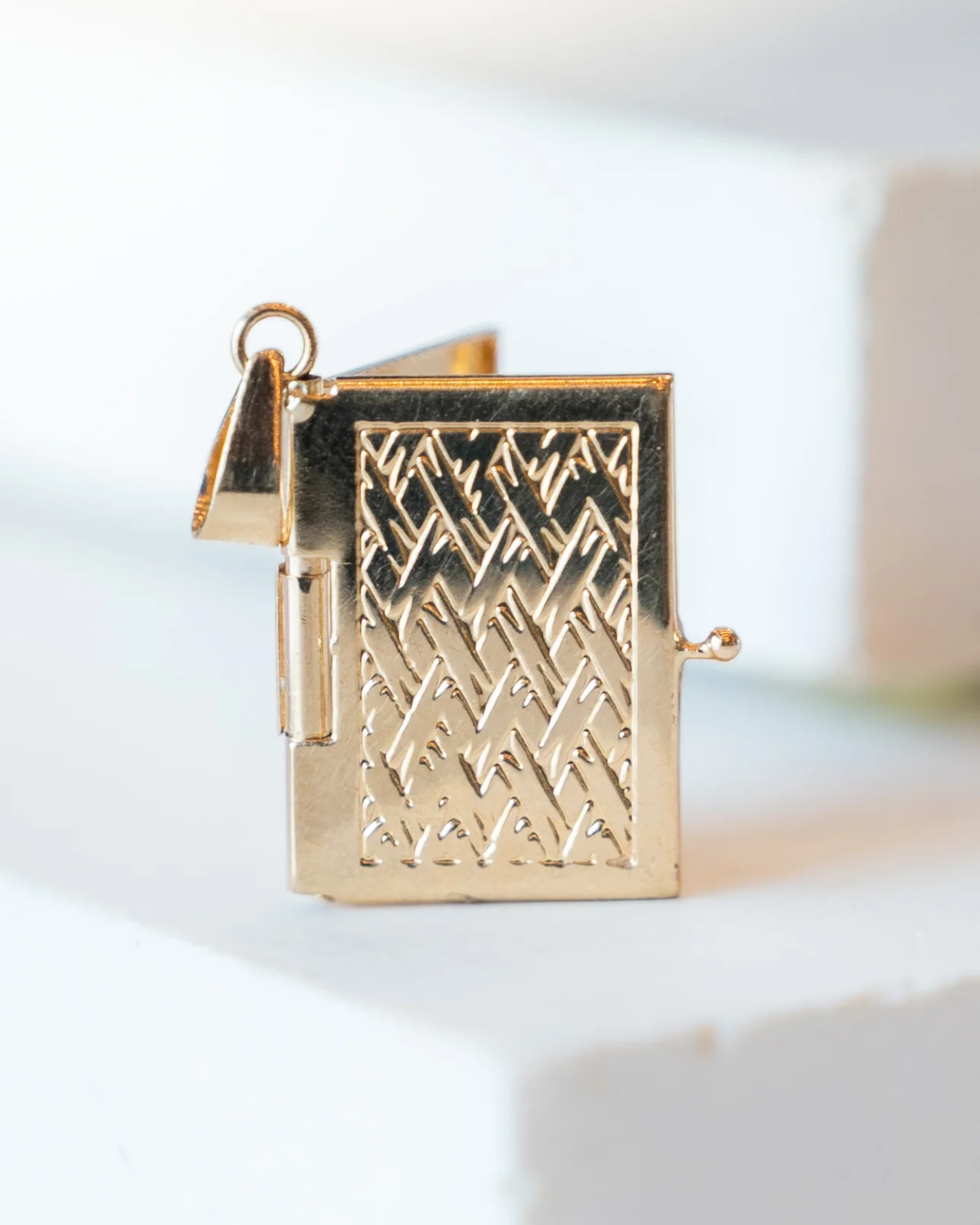 Vintage Mid-Century Book Locket Charm in 14k - Image 3