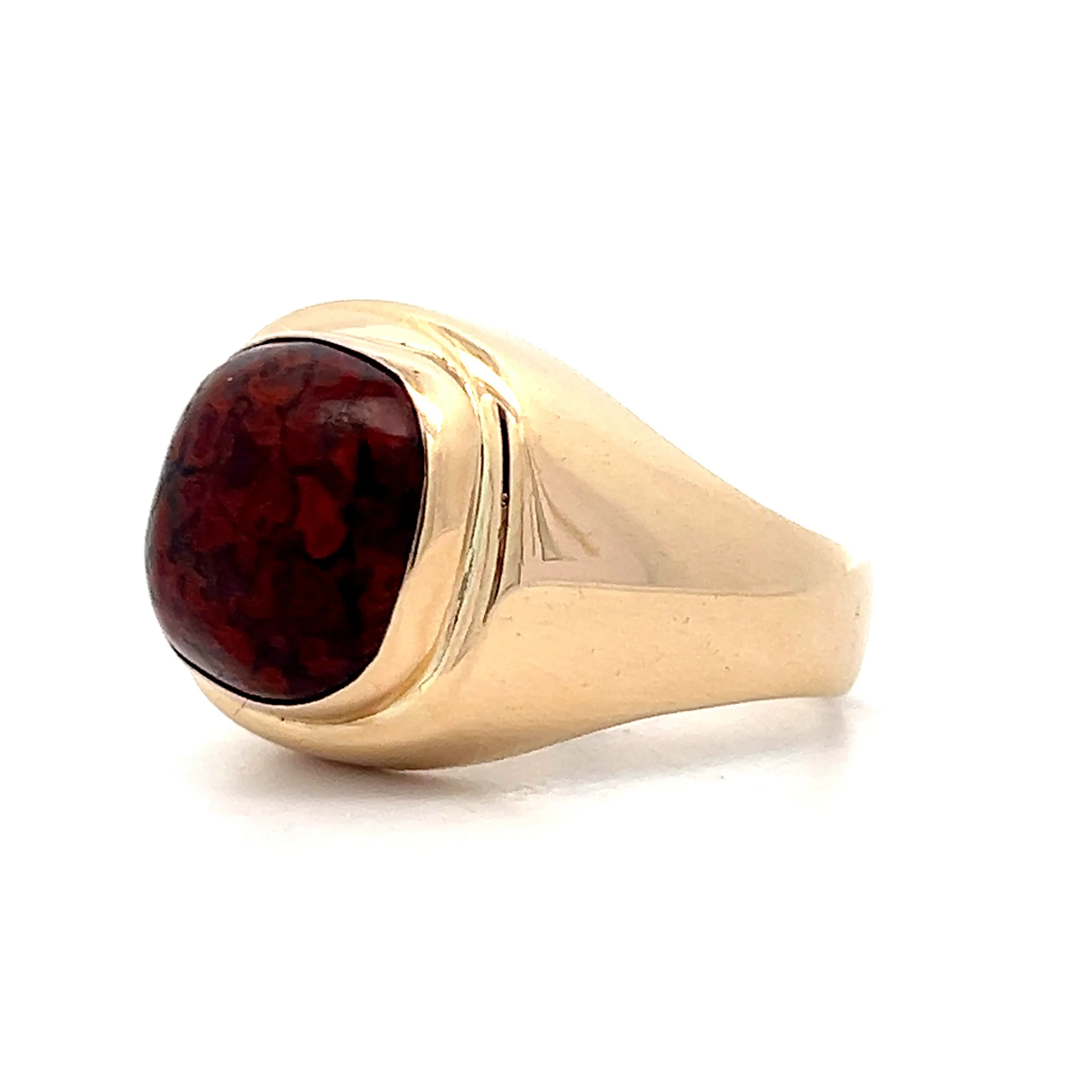 Vintage Mid-Century Cabochon Jasper Ring in 14k - Image 2
