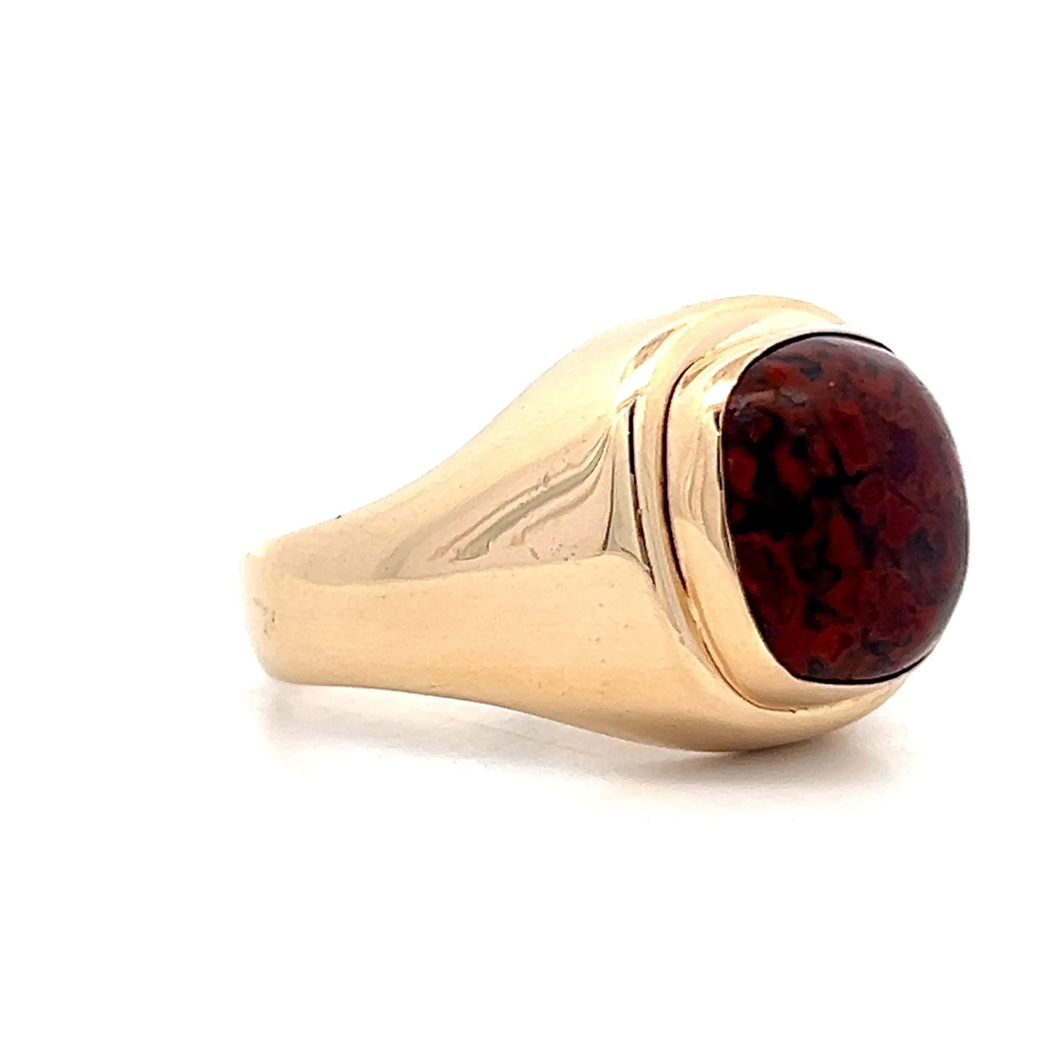 Vintage Mid-Century Cabochon Jasper Ring in 14k - Image 3