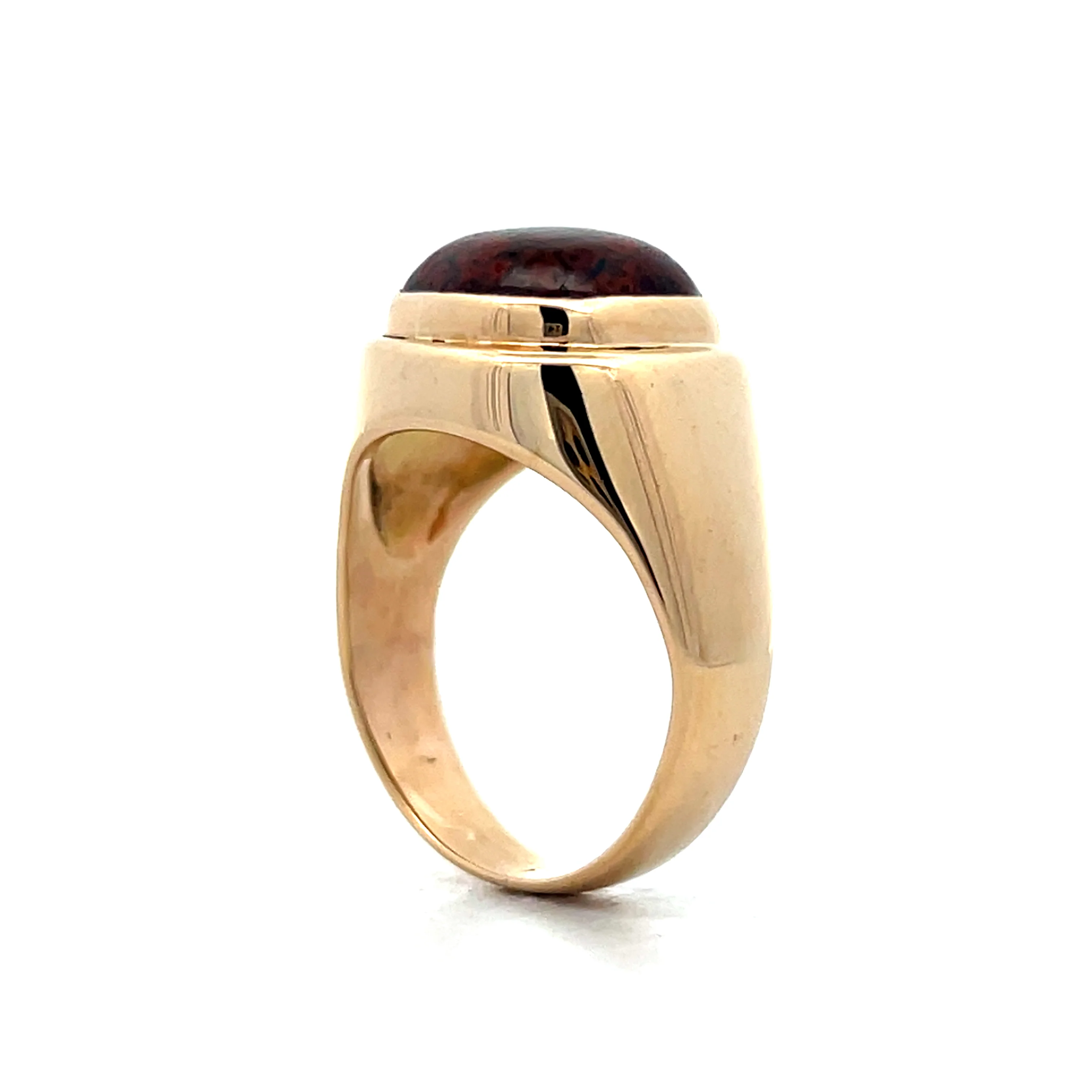 Vintage Mid-Century Cabochon Jasper Ring in 14k - Image 5