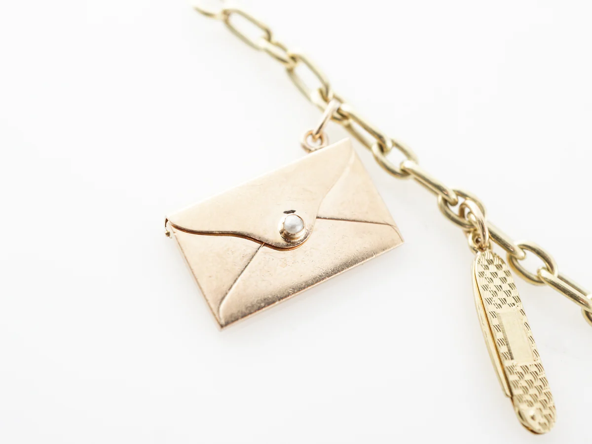Vintage Mid-Century Charm Bracelet 14k Yellow Gold - Image 5