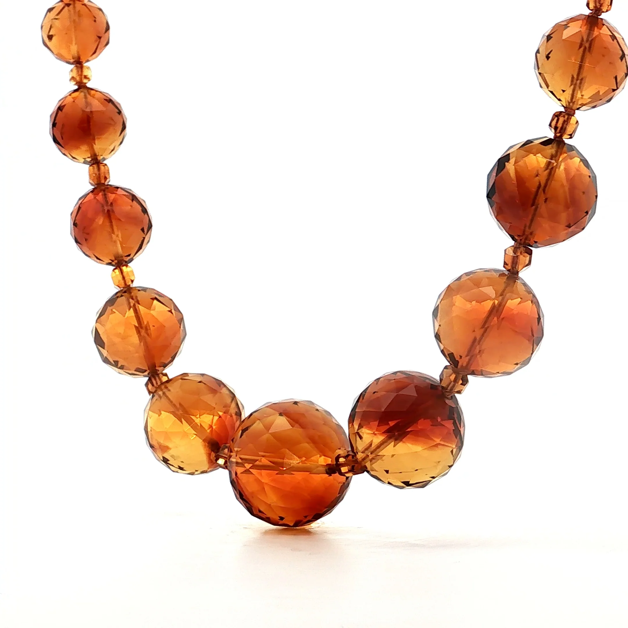 Vintage Mid-Century Citrine Bead Necklace in 14k - Image 2