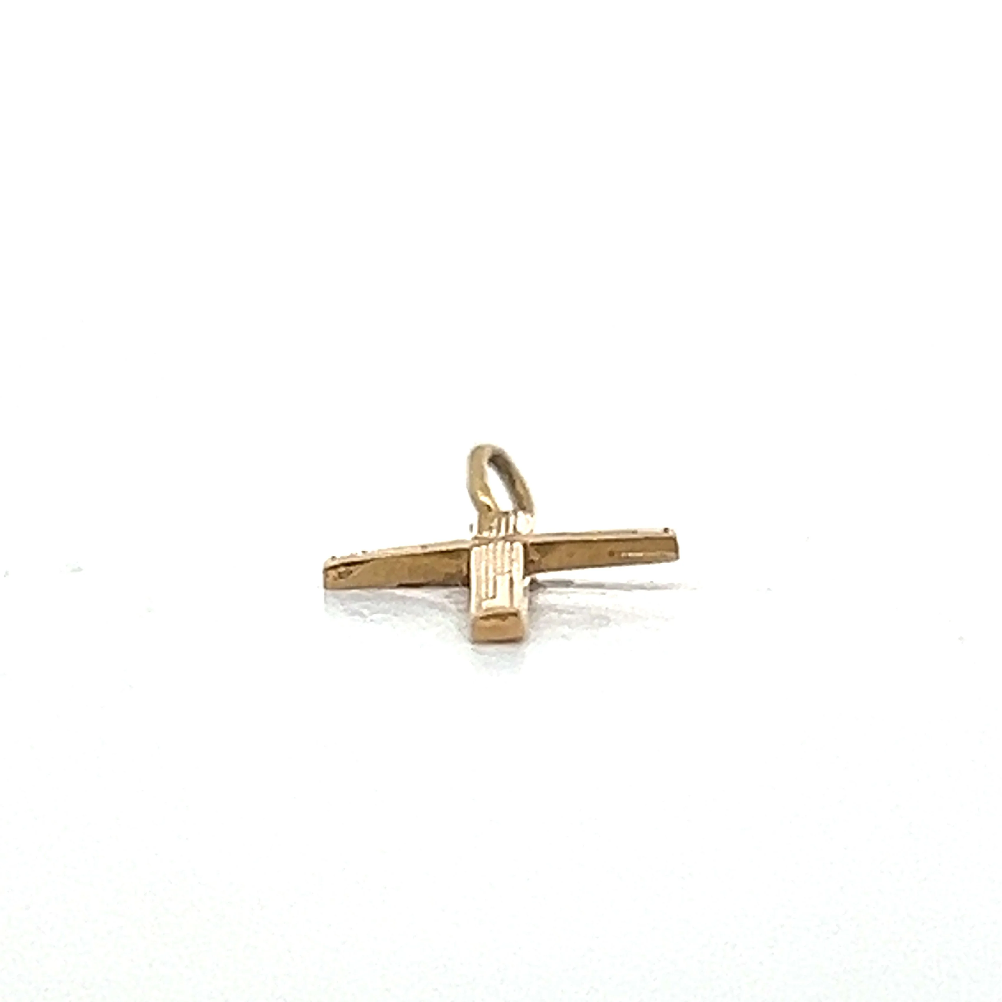 Vintage Mid-Century Cross Charm in 14k Yellow Gold - Image 3