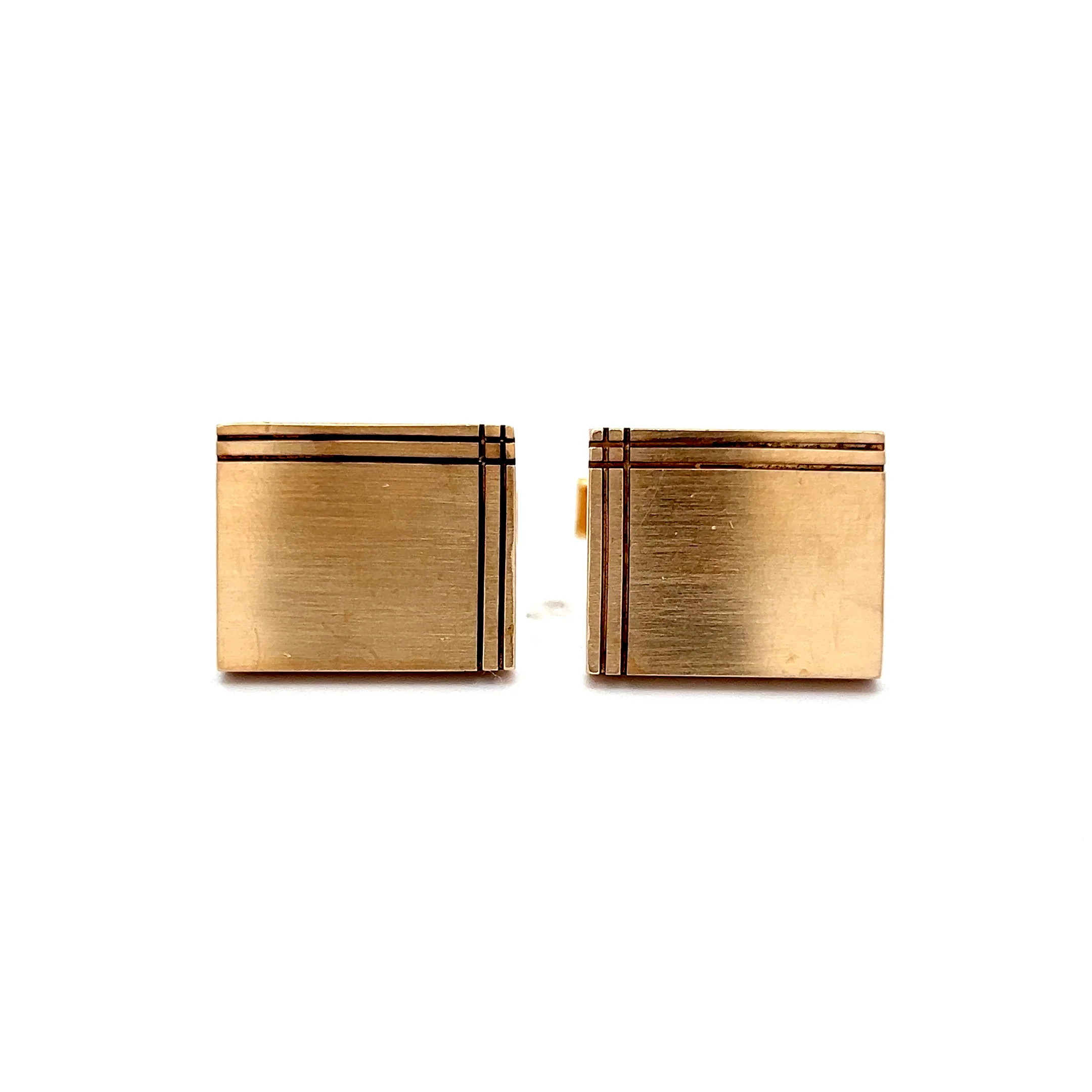 Vintage Mid-Century Cufflinks in 14k Yellow Gold