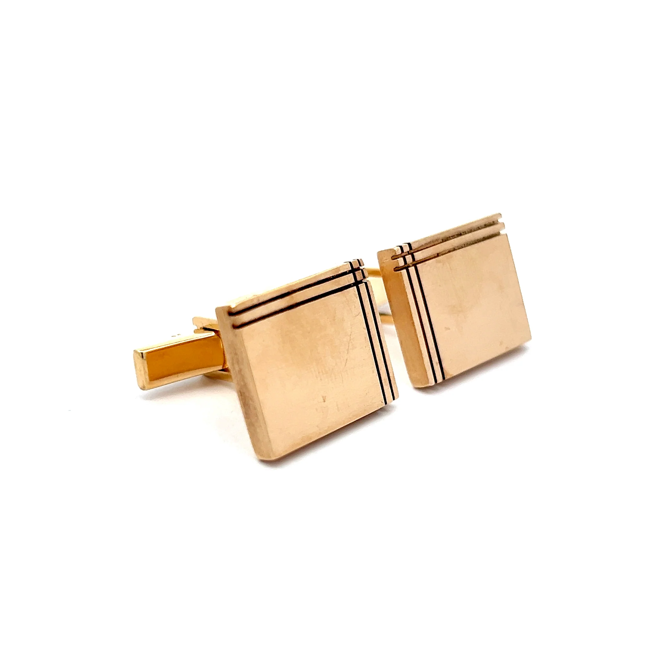 Vintage Mid-Century Cufflinks in 14k Yellow Gold - Image 3