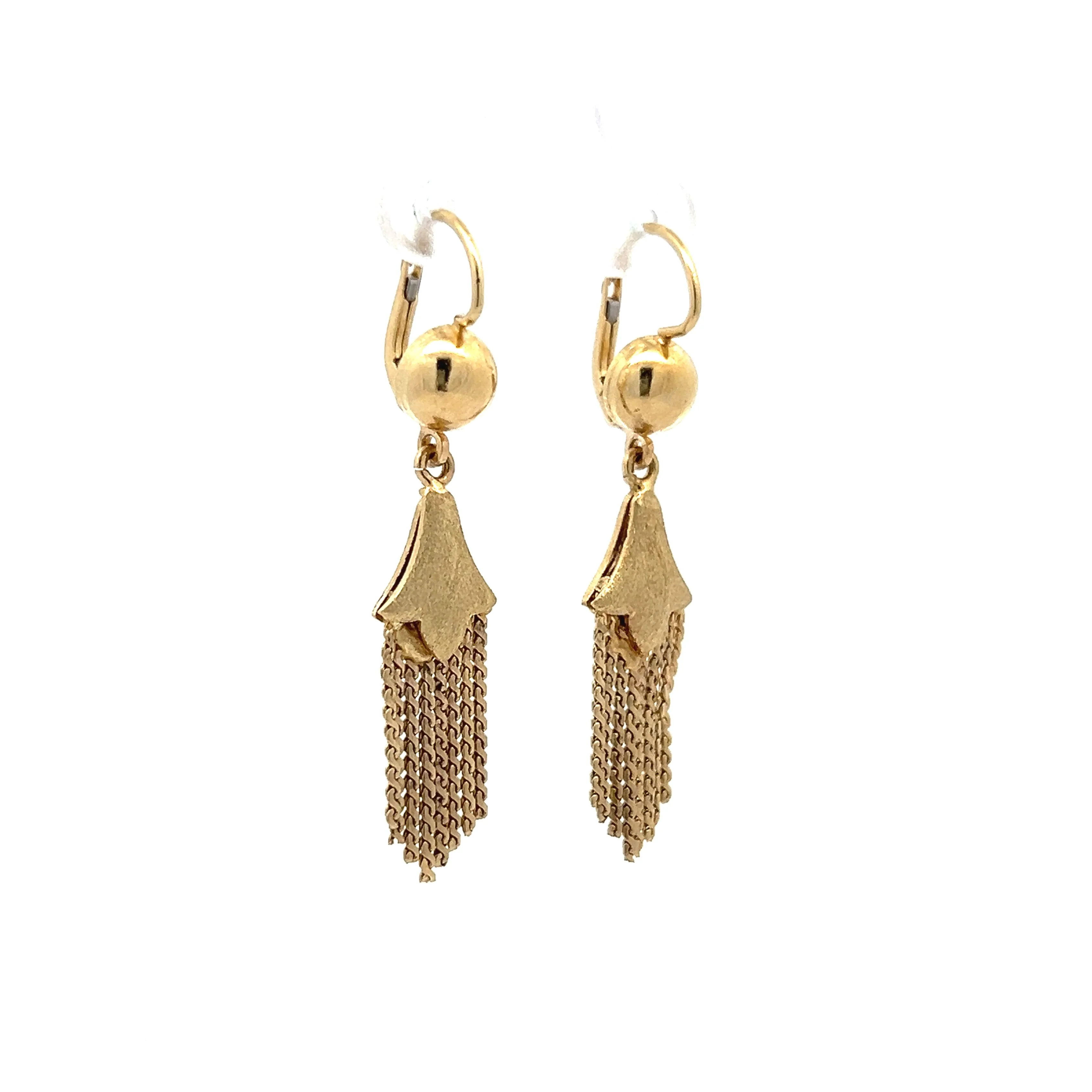 Vintage Mid-Century Dangle Earrings in 14k Yellow Gold - Image 3