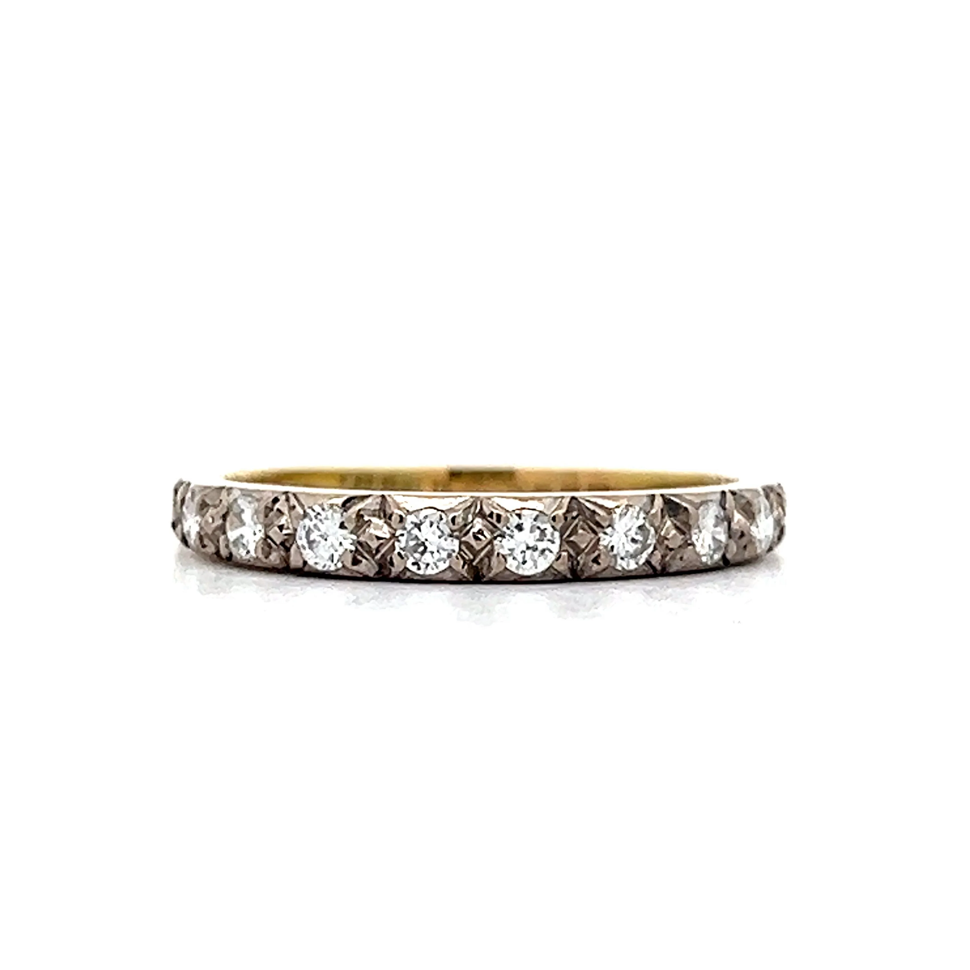 Vintage Mid-Century Diamond Band in 18k Yellow & White Gold